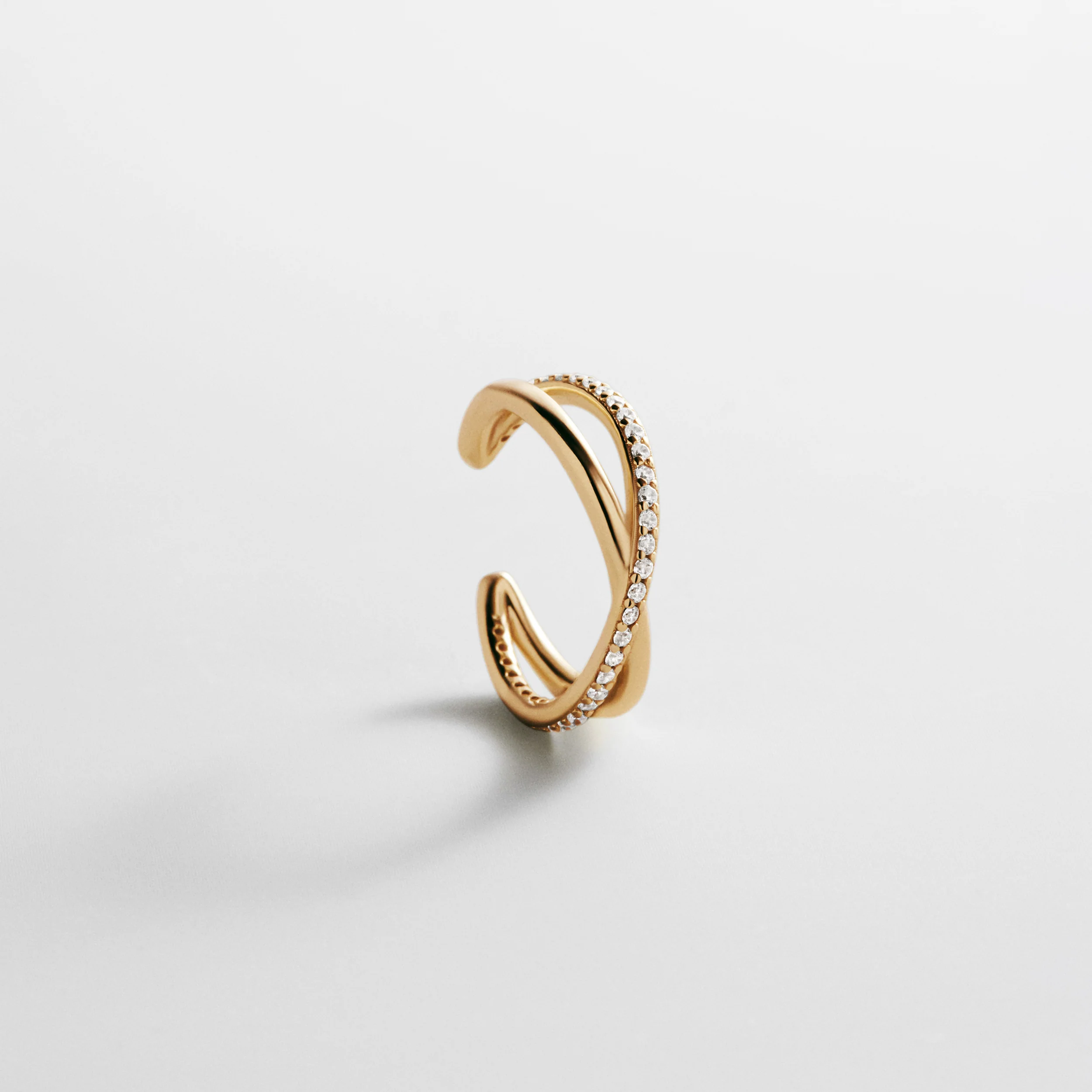 Mercedes 14K Gold Ear Cuff - Gold/Pavé