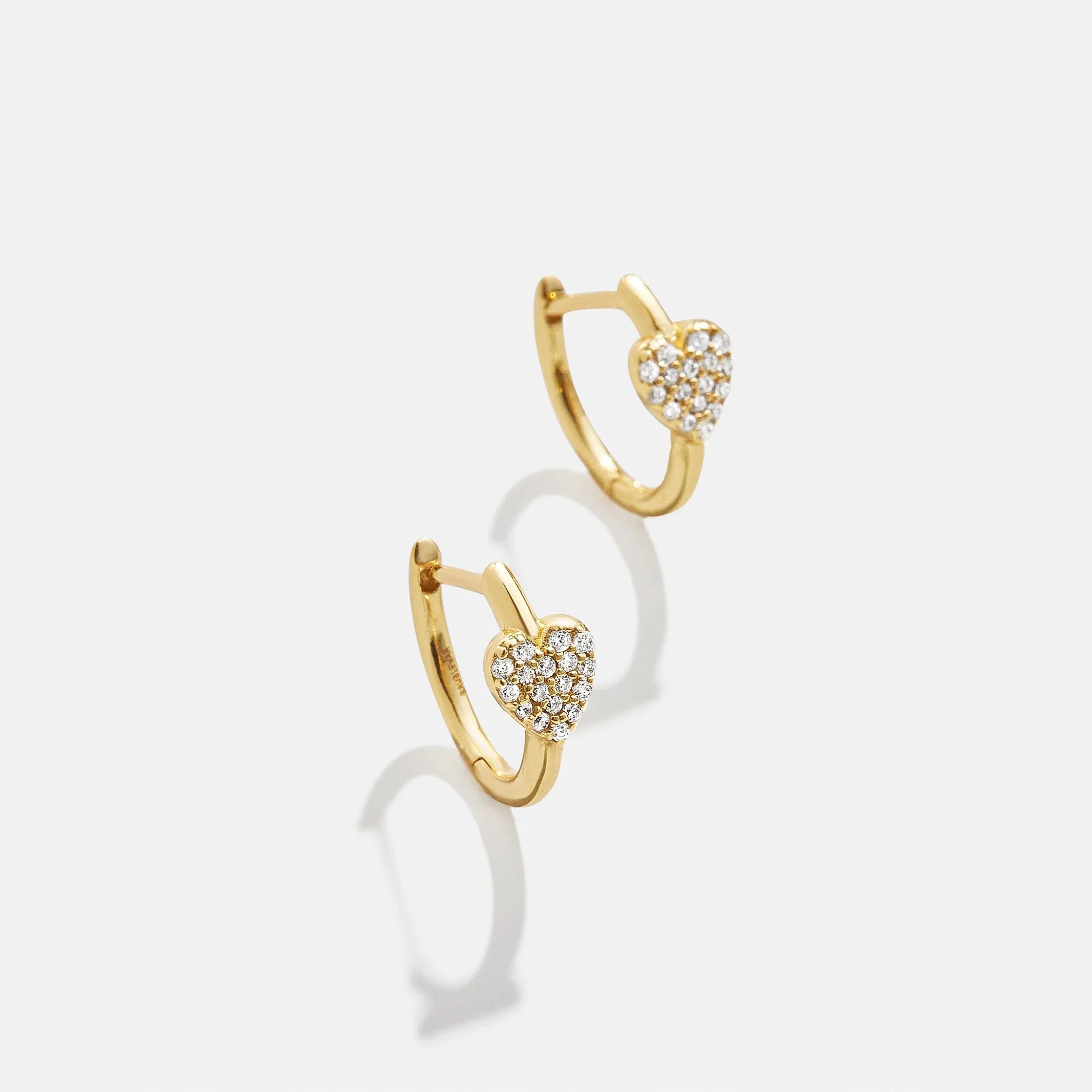 Little Hearts Big Feelings 14K Gold Kids' Huggie Earrings - Gold/Pavé
