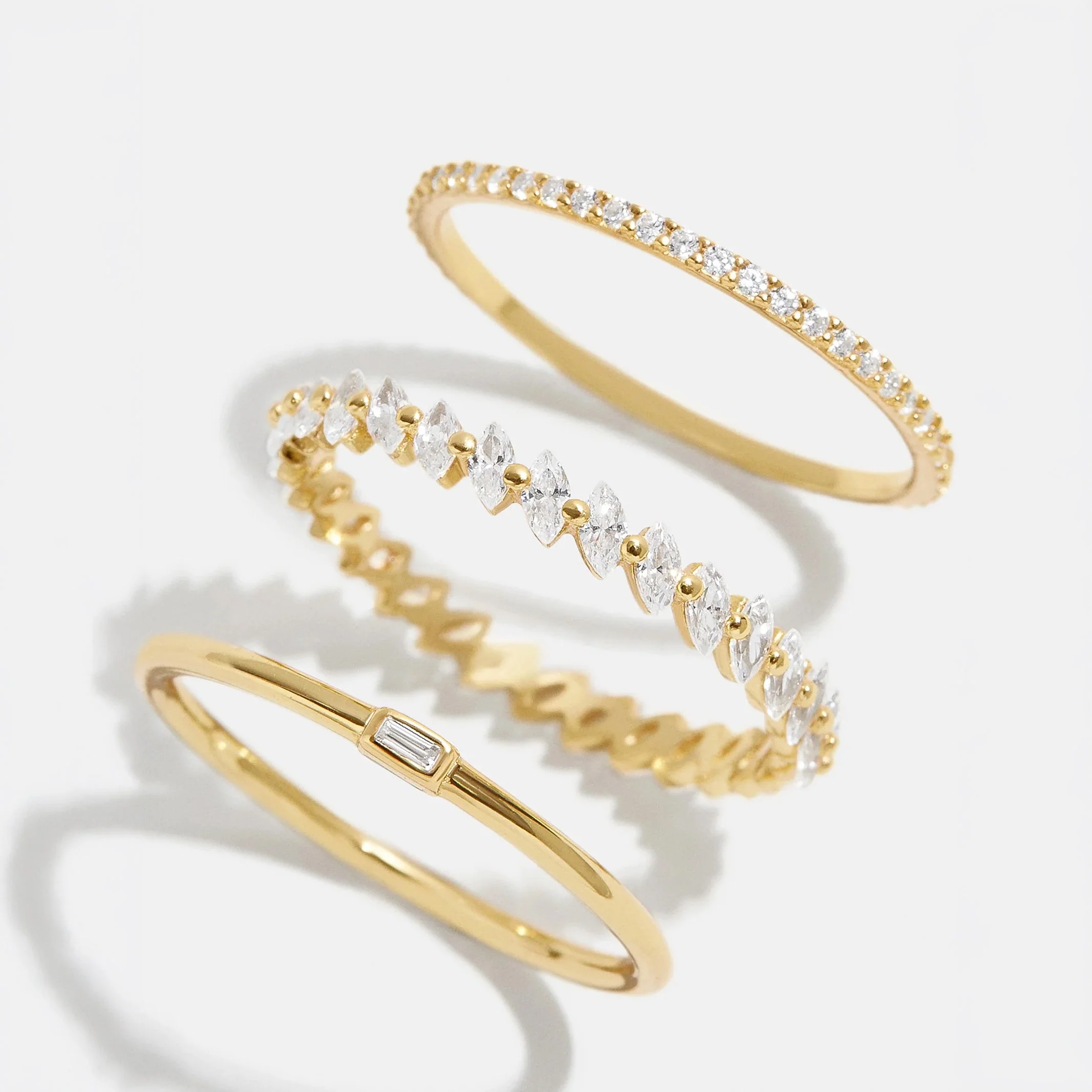 Molly 18K Gold Ring Set - Gold/Pavé
