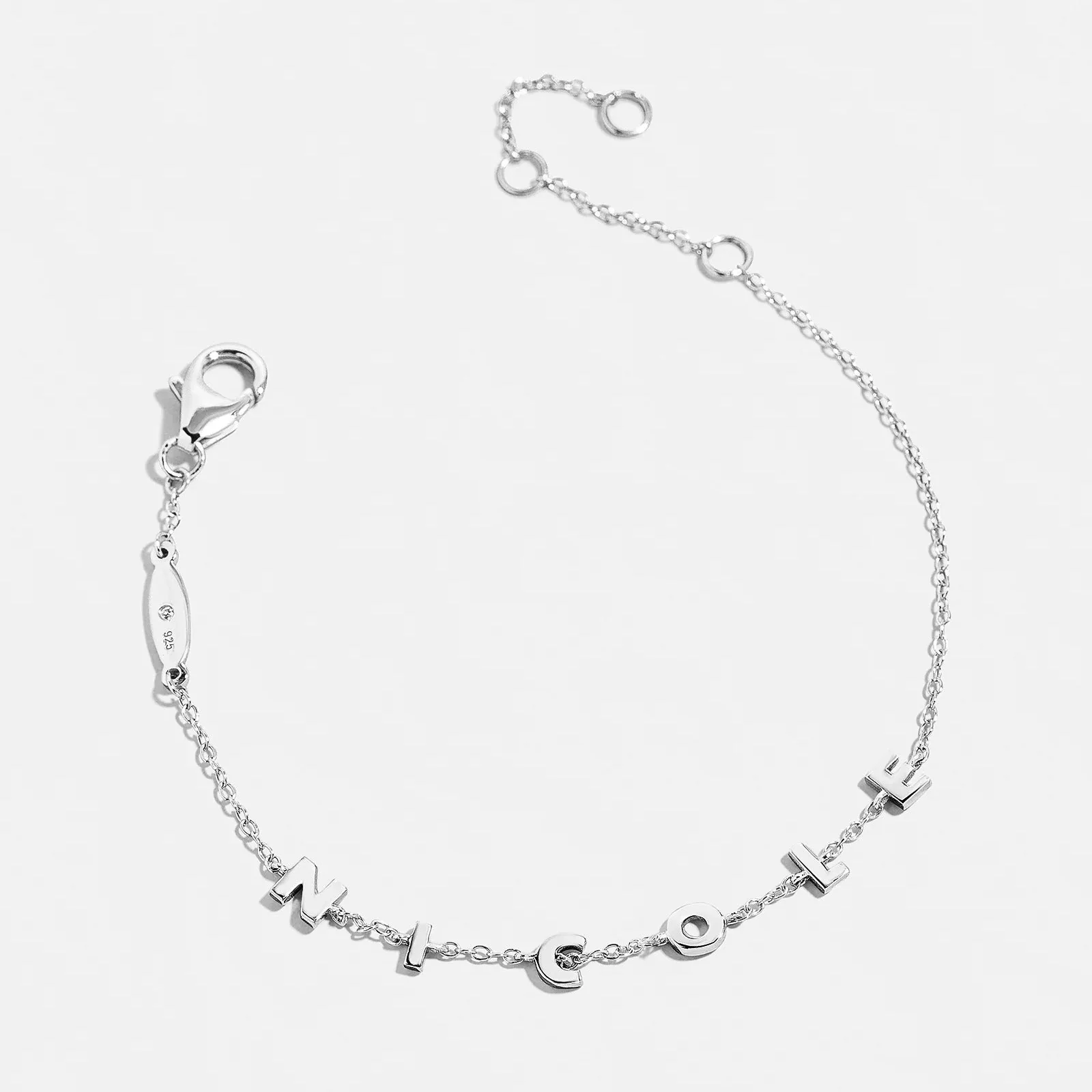 Mini Sterling Silver Spaced Letter Custom Bracelet - Sterling Silver