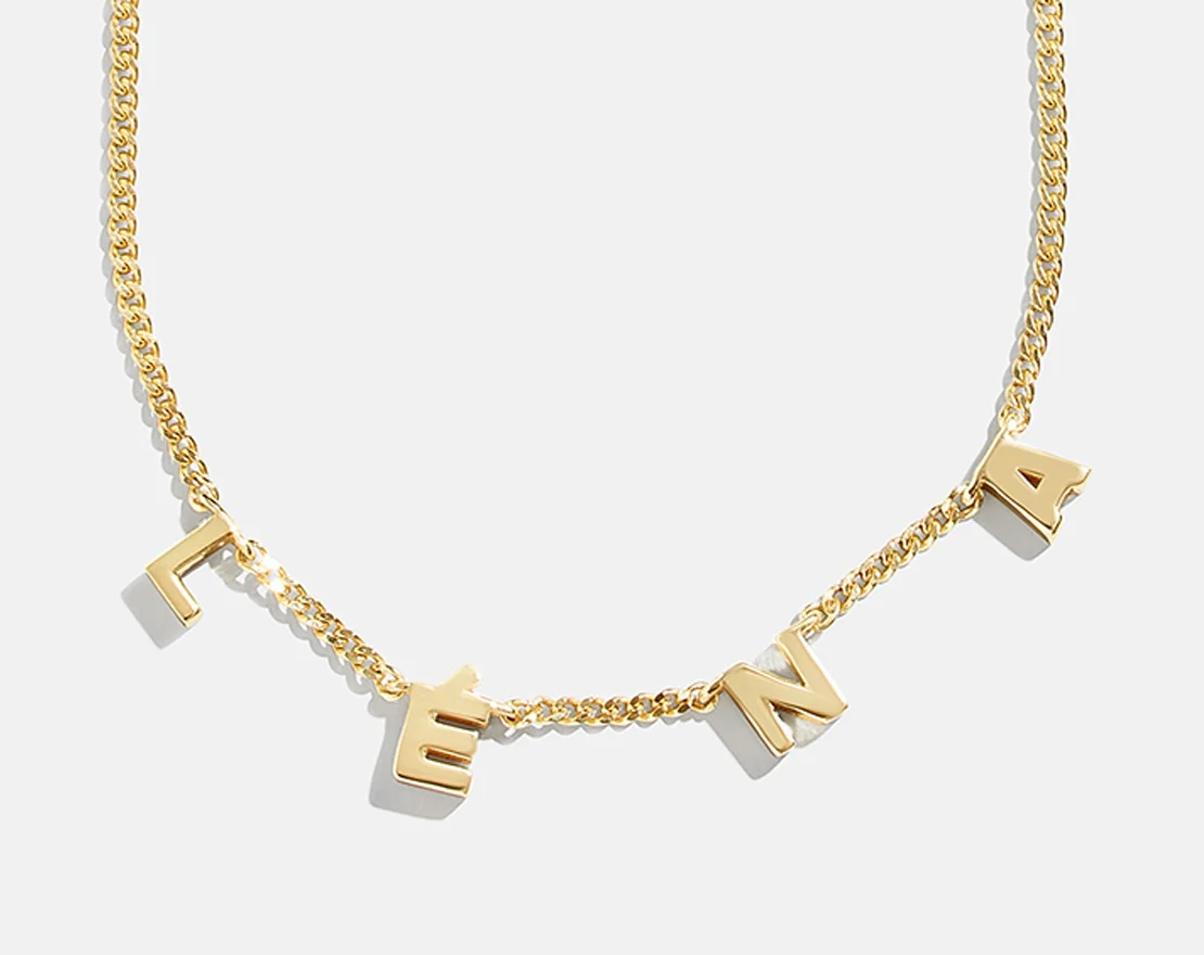 Mini 14K Gold Spaced Letter Custom Name Necklace - 14K Gold