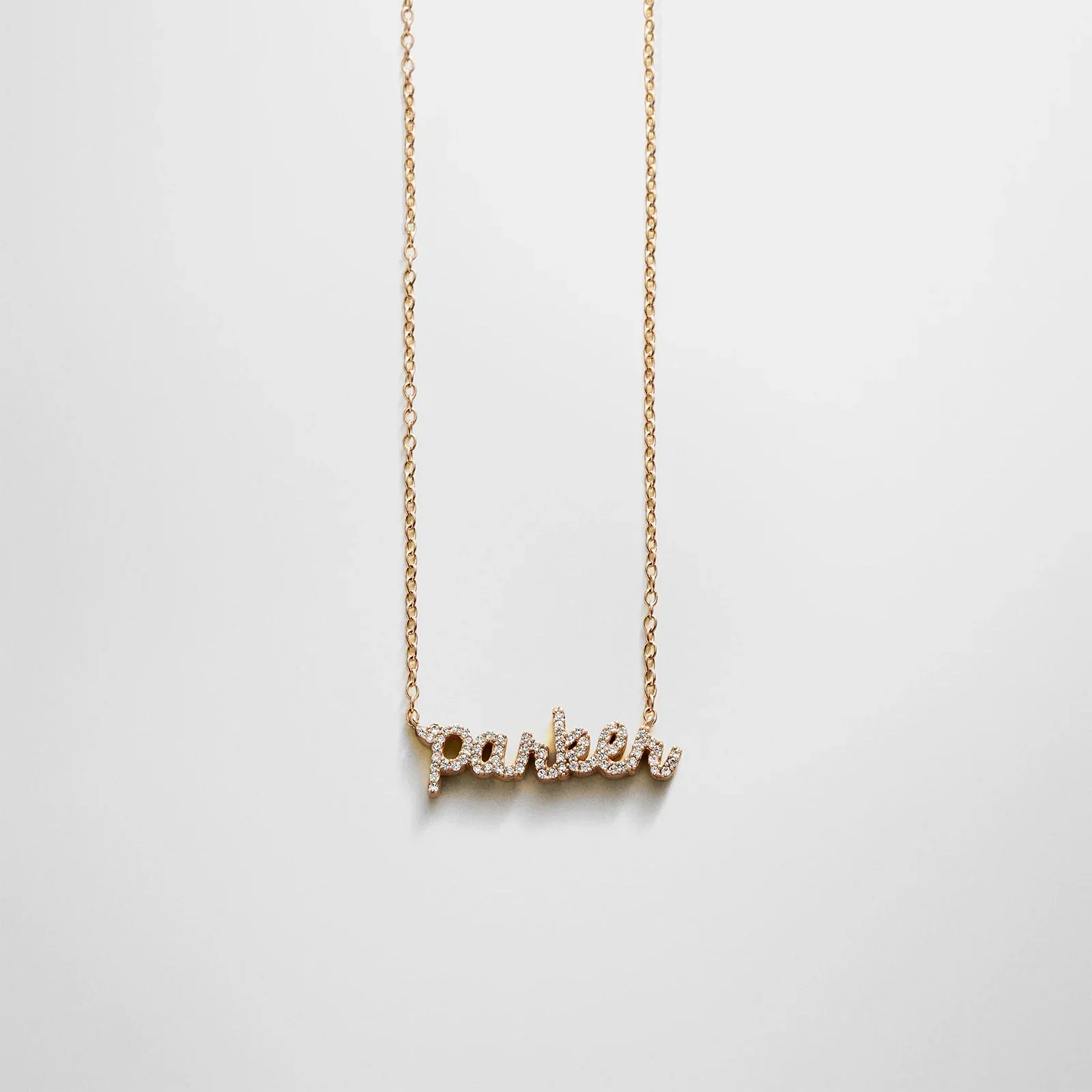 14K Gold Custom Nameplate Necklace - Mini Script