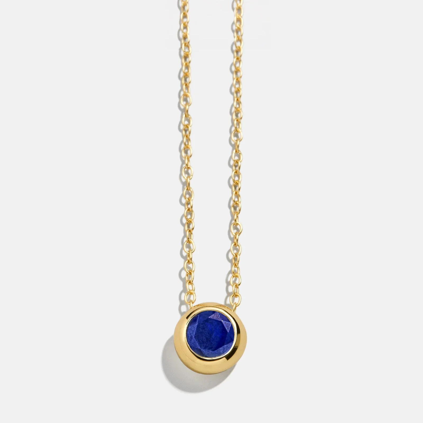 14K Gold Birthstone Pendant Necklace - Sapphire