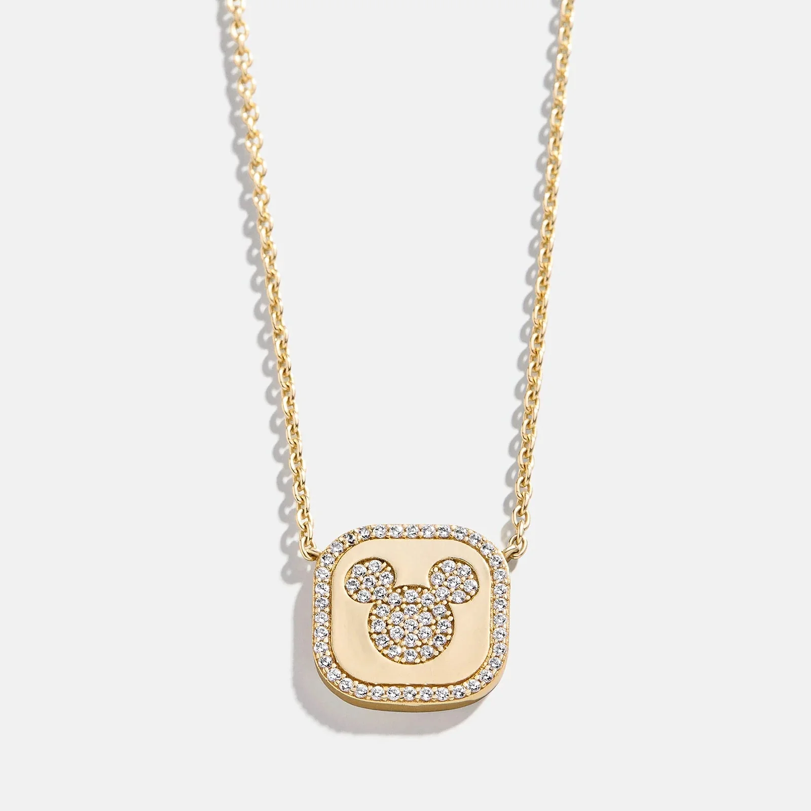Disney Mickey Mouse 18K Gold Plated Sterling Silver Pendant Necklace - Gold/Pavé