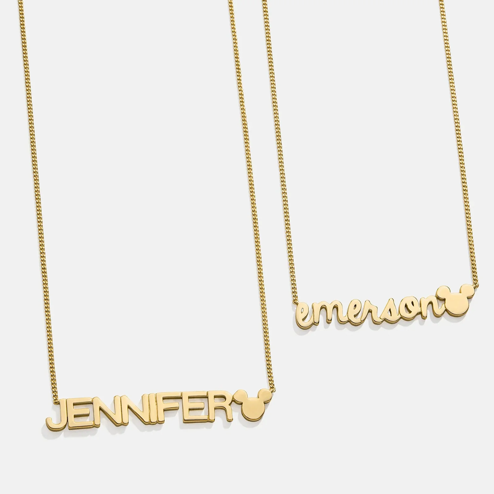 Disney Mickey Mouse 14K Gold Plated Sterling Silver Custom Nameplate Necklace - Gold/Pavé