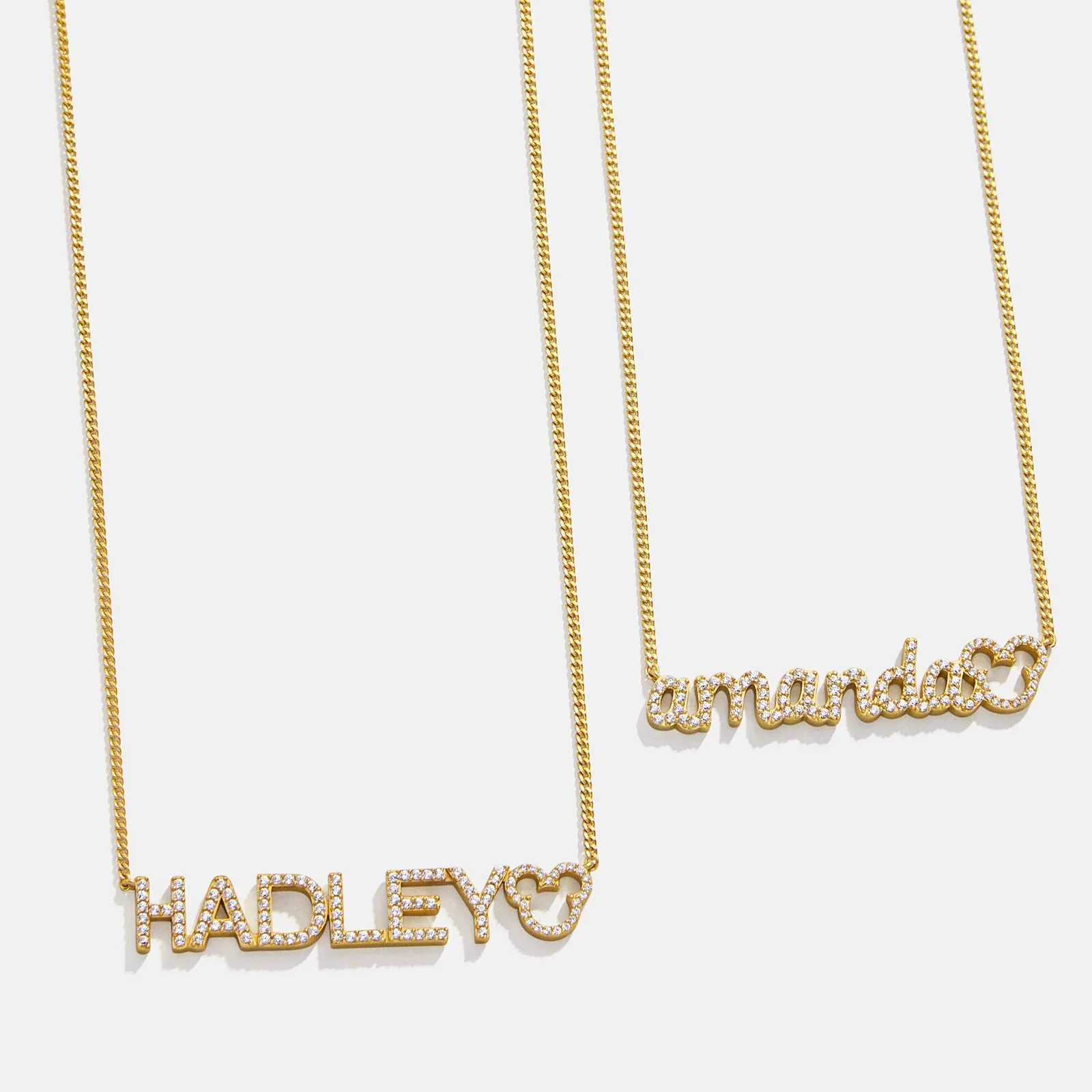 Disney Mickey Mouse 14K Gold Plated Sterling Silver Custom Nameplate Necklace - Gold/Pavé