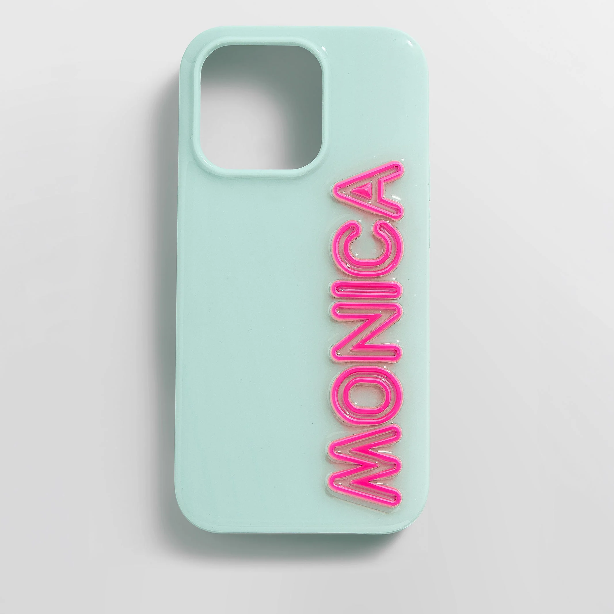 Fine Line Custom iPhone Case - Mint Green/Hot Pink