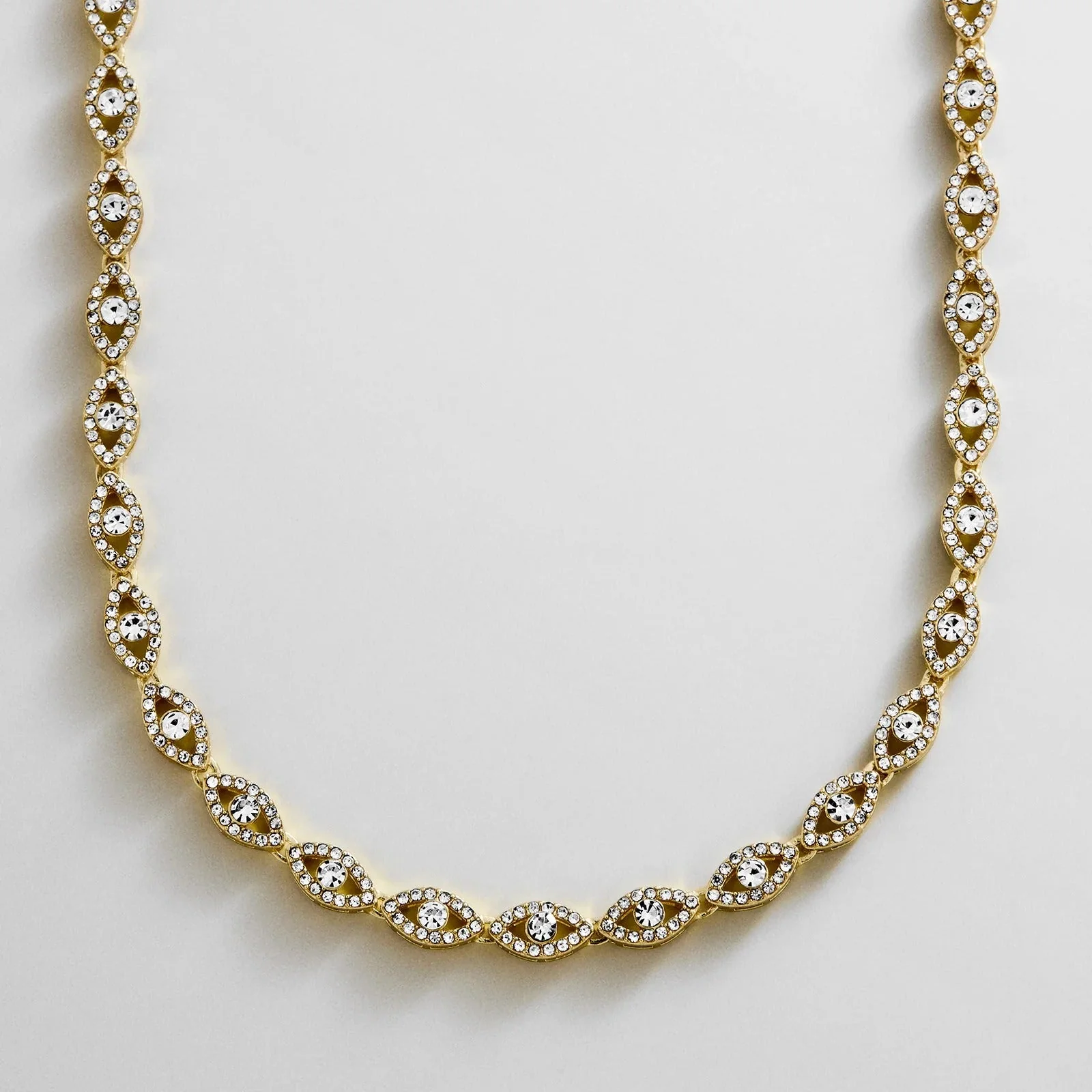 Evil Eye On Repeat Tennis Necklace - Gold/Pavé
