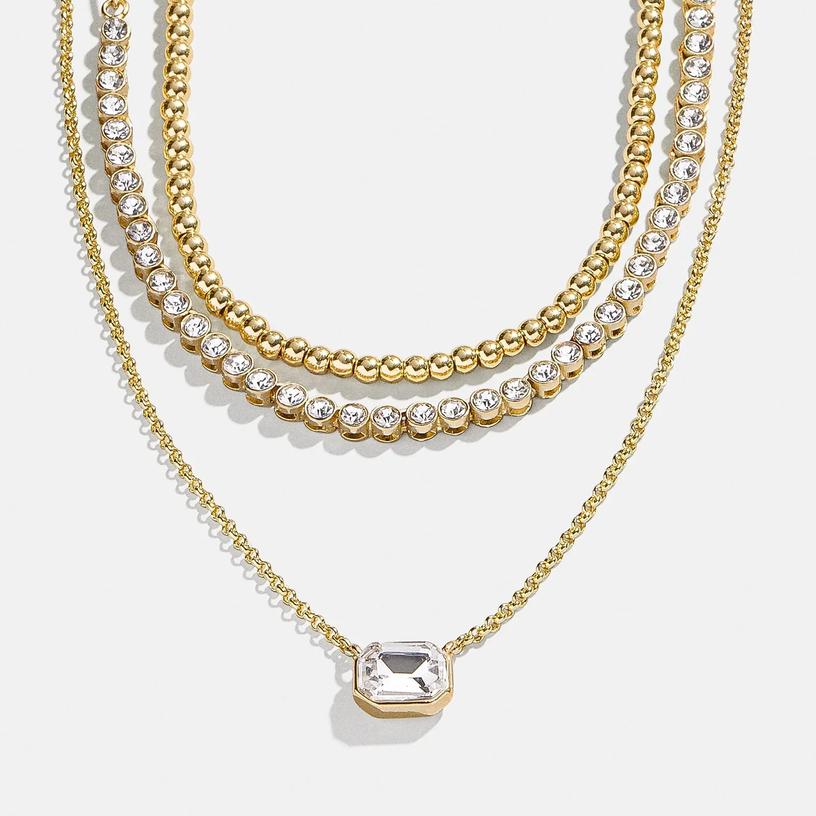 Kenna Layered Necklace - Gold/Pavé