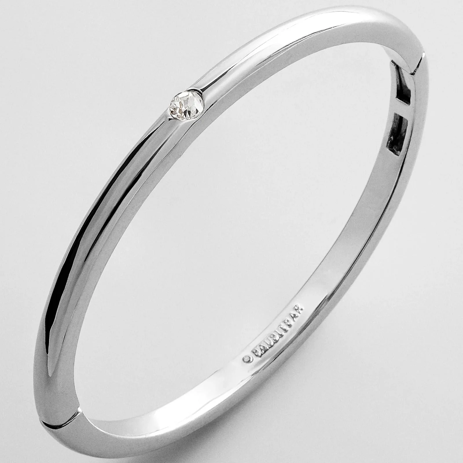 Nadia Classic Single Bezel Hinge Bangle - Classic Thin Silver Single Bezel