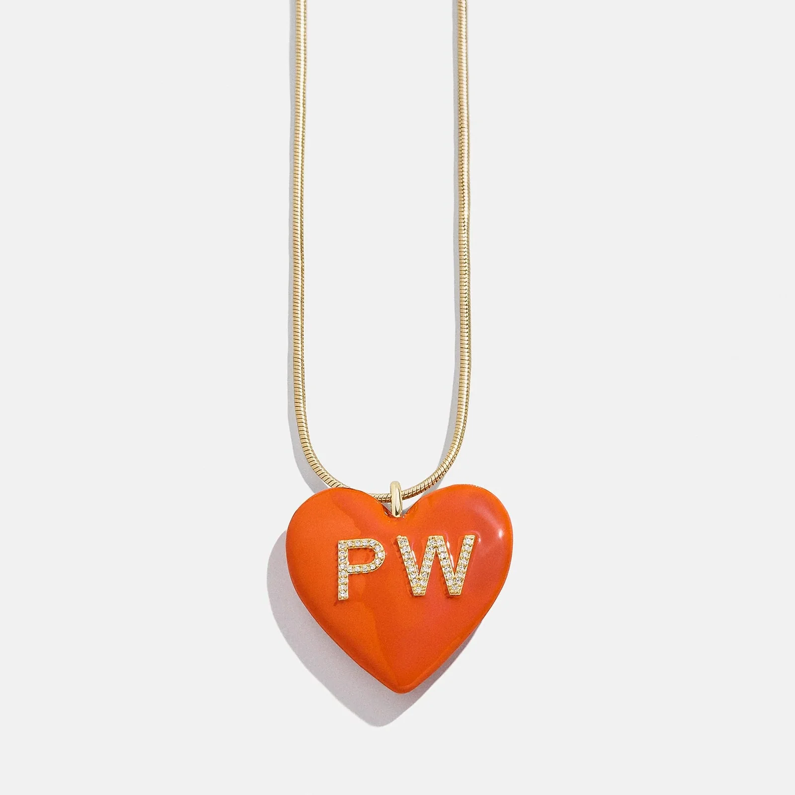 Millie Bubble Heart Custom Initial Necklace - Orange