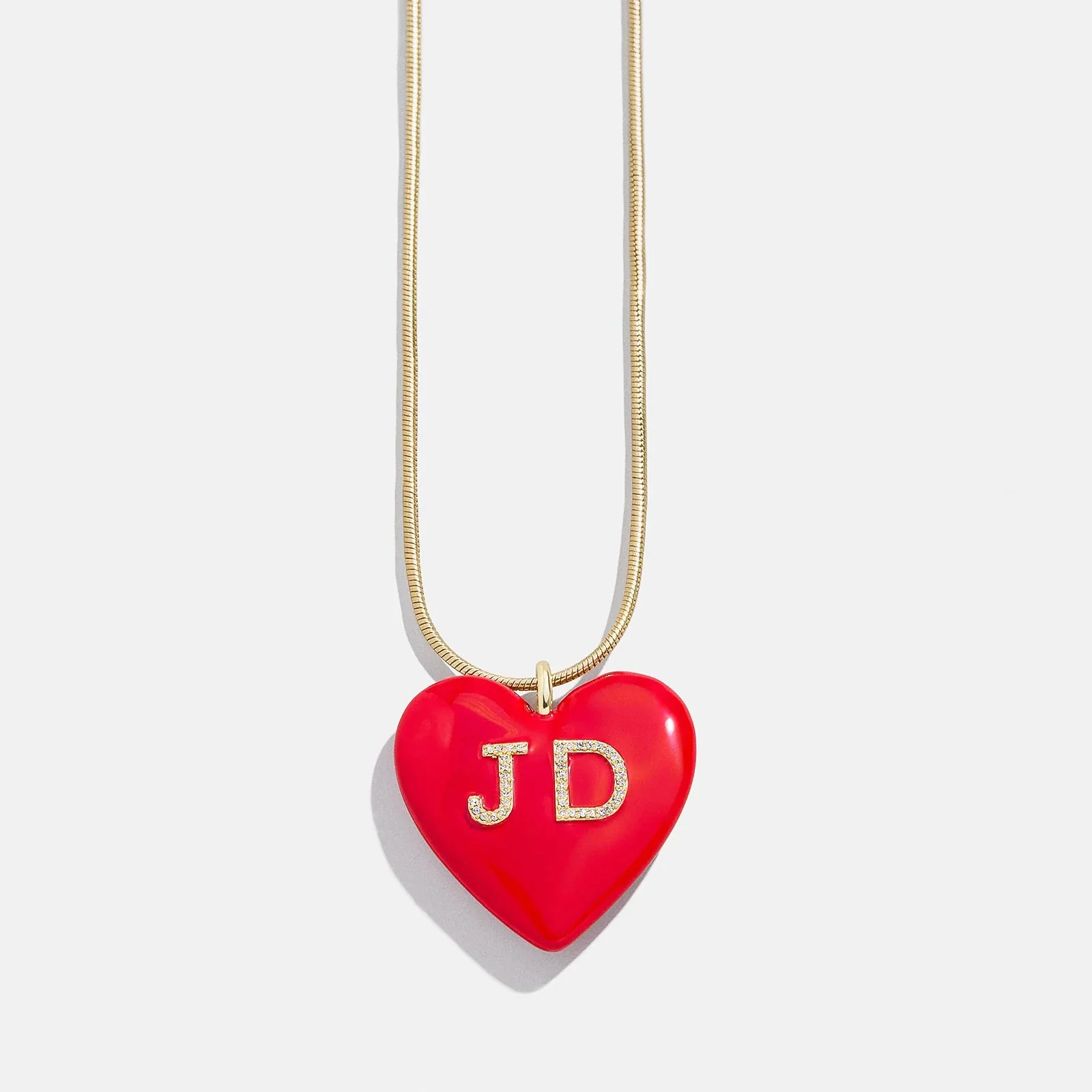 Millie Bubble Heart Custom Initial Necklace - Red