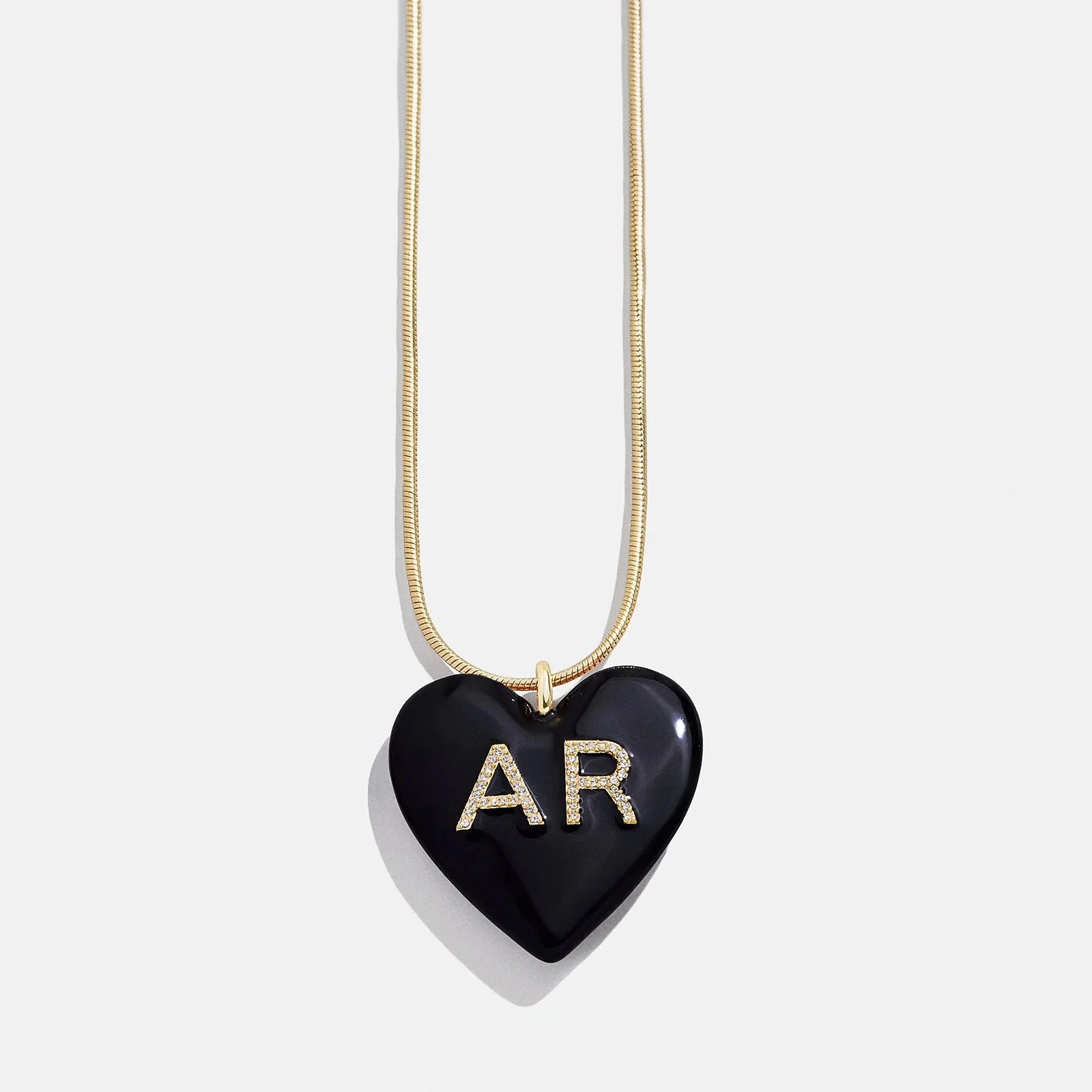 Millie Bubble Heart Custom Initial Necklace - Black
