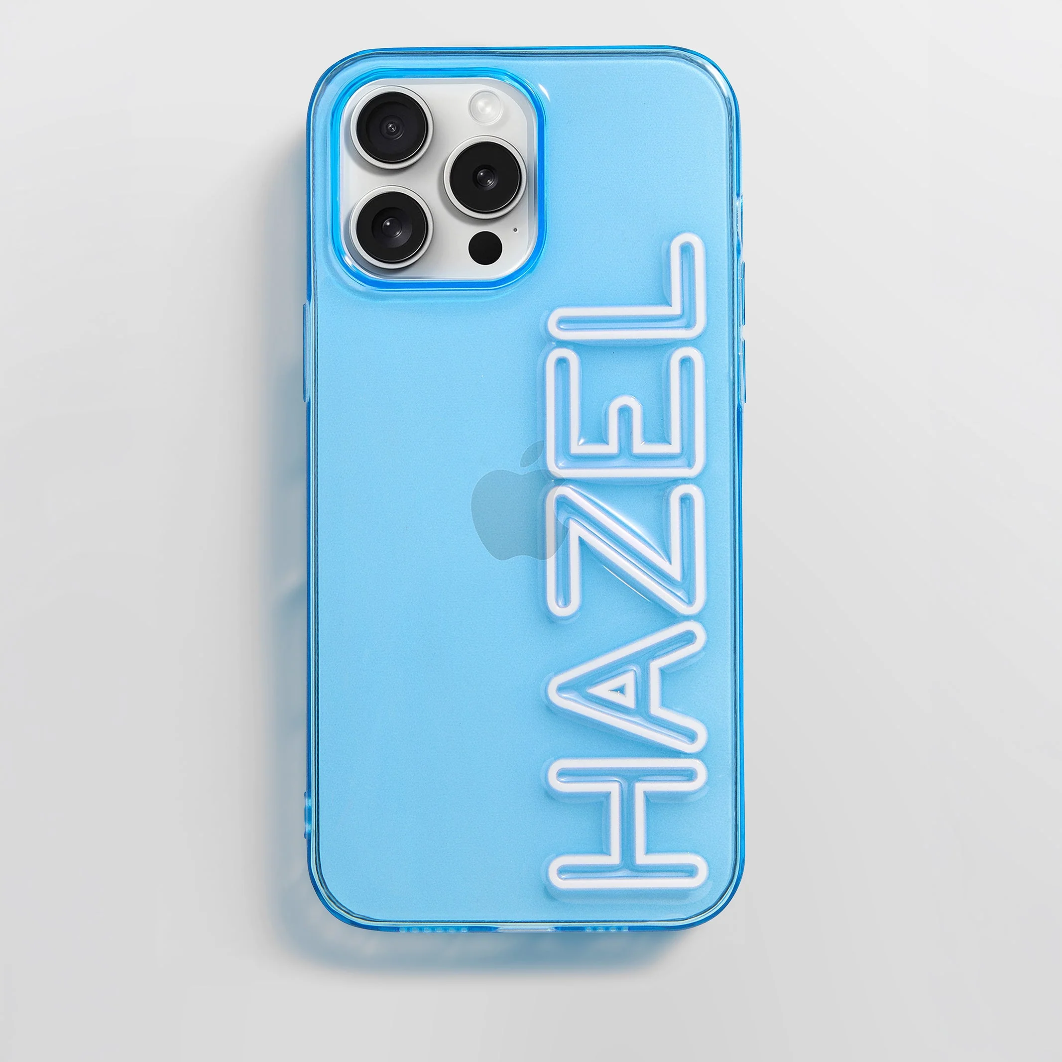 Fine Line Custom iPhone Case - Transparent Blue/White