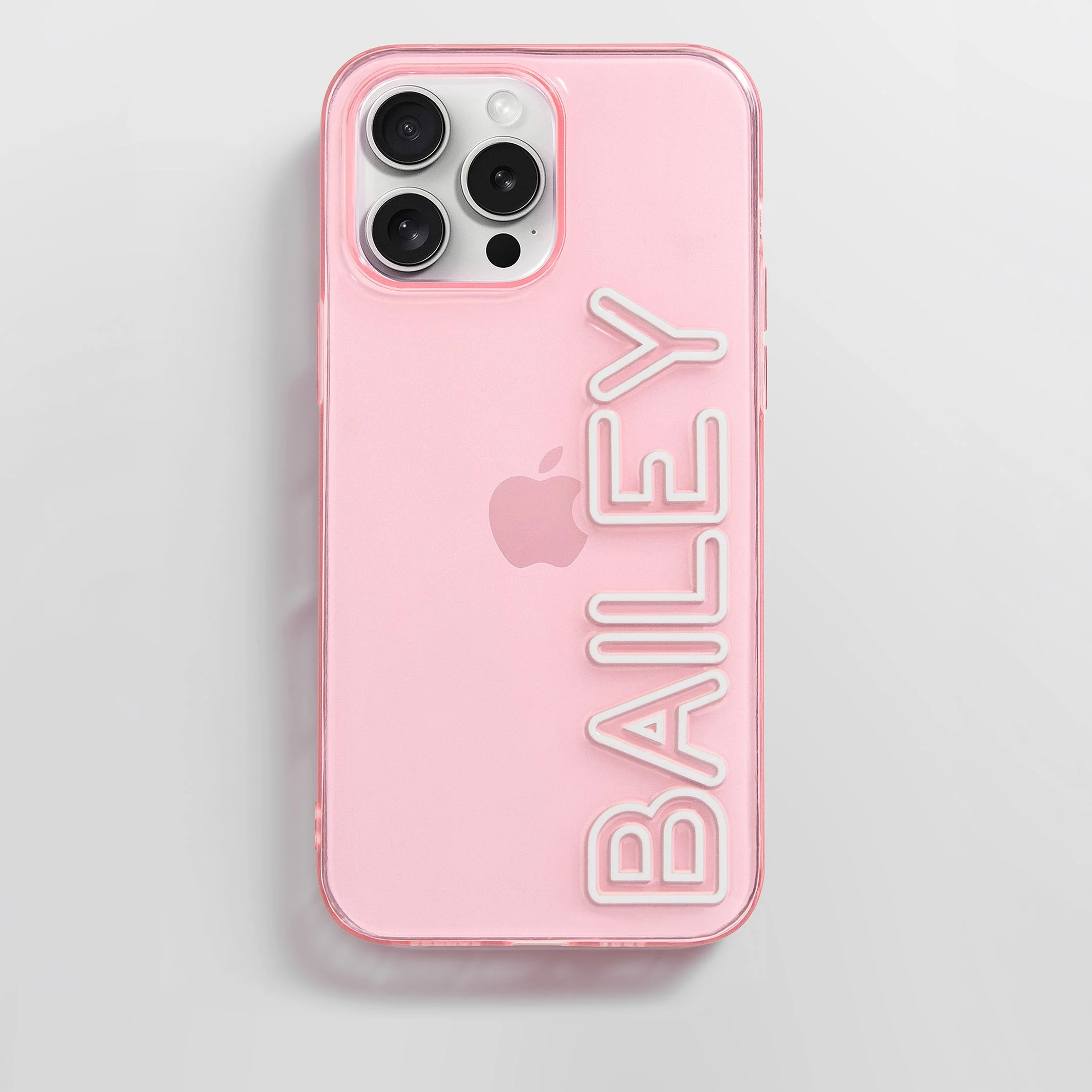 Fine Line Custom iPhone Case - Transparent Pink/White