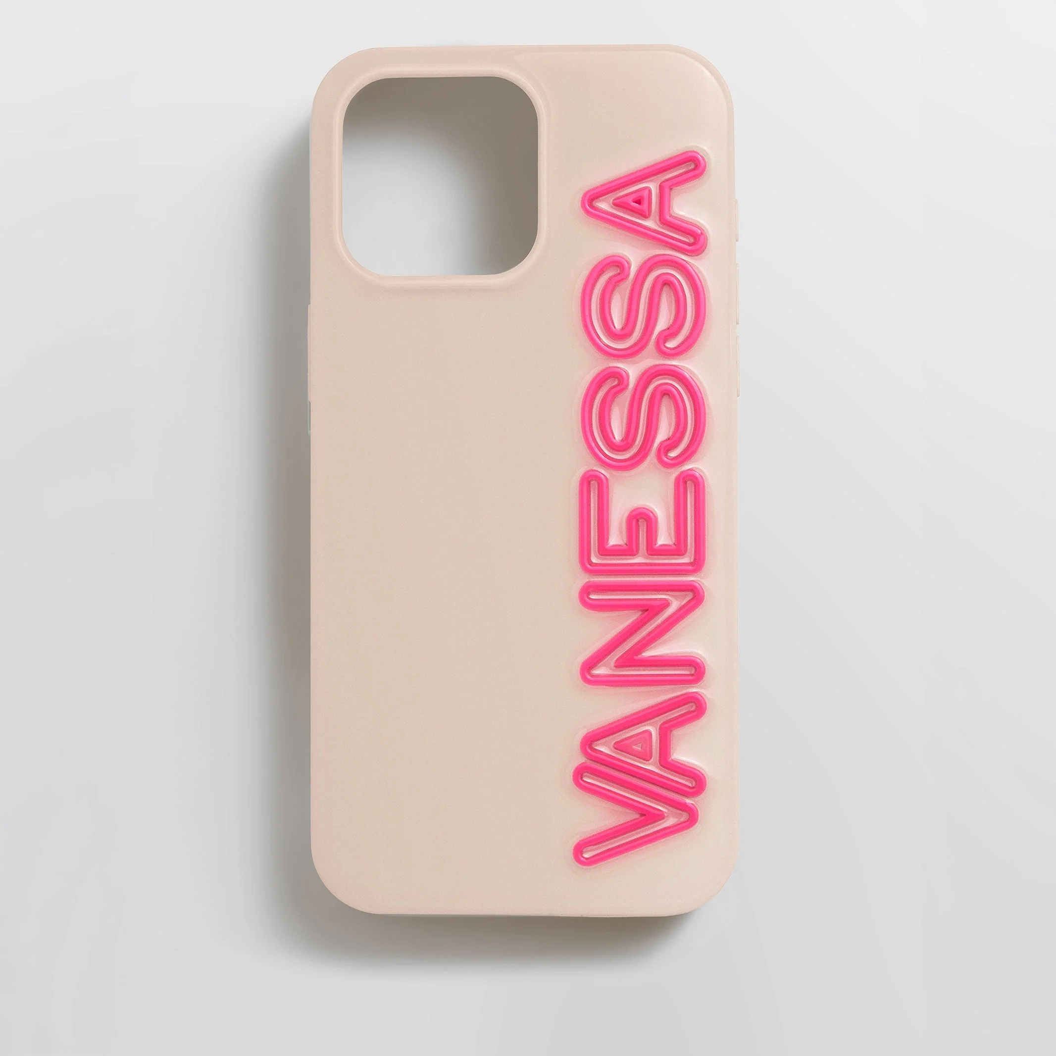Fine Line Custom iPhone Case - Beige/Hot Pink