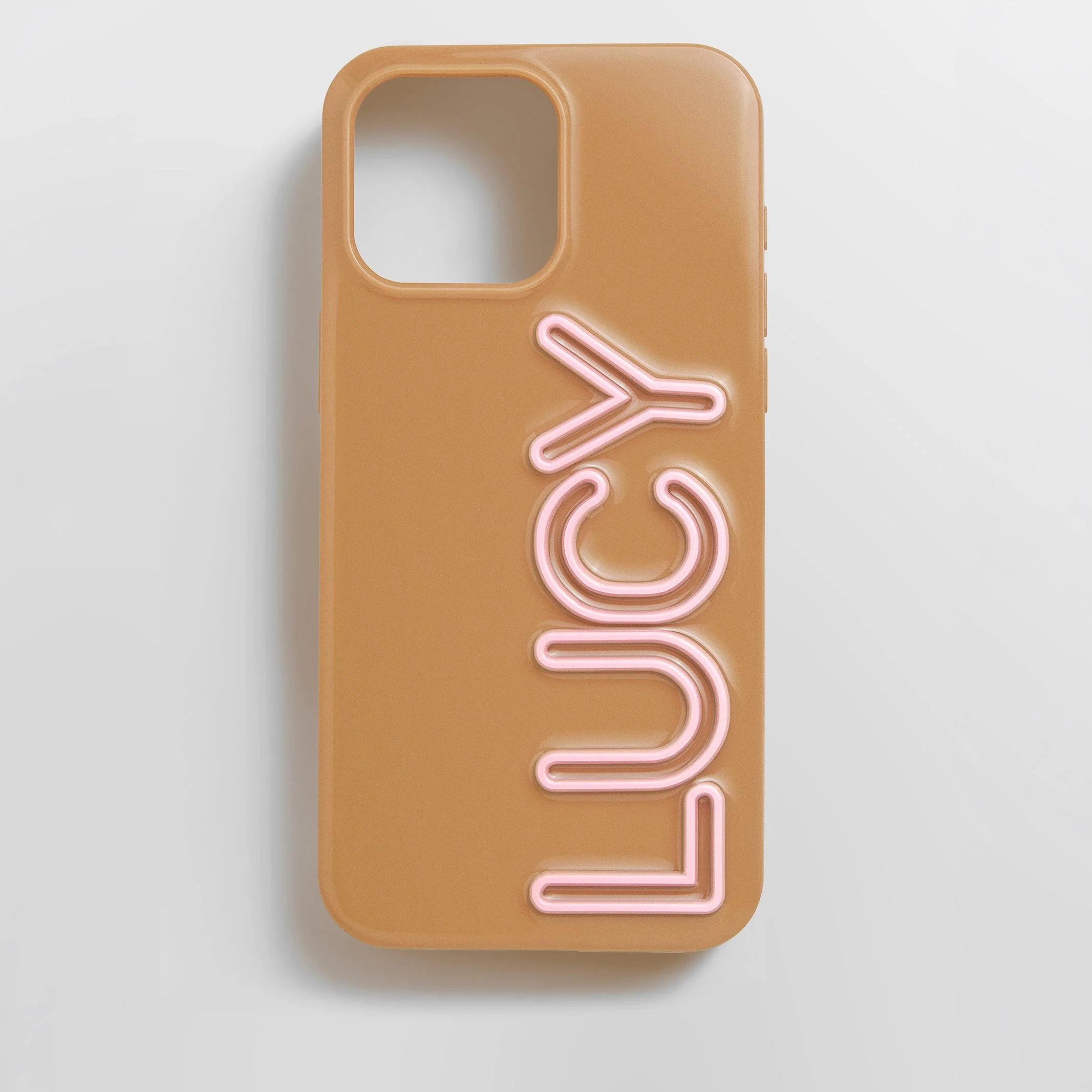 Fine Line Custom iPhone Case - Light Brown/Blush