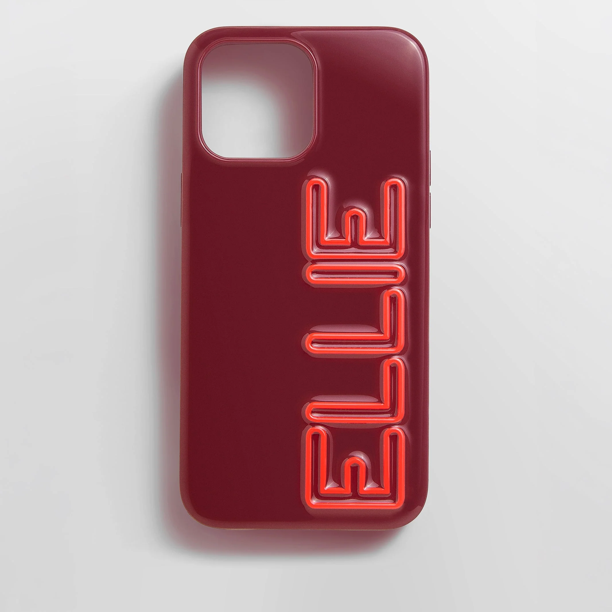 Fine Line Custom iPhone Case - Burgundy/Neon Coral