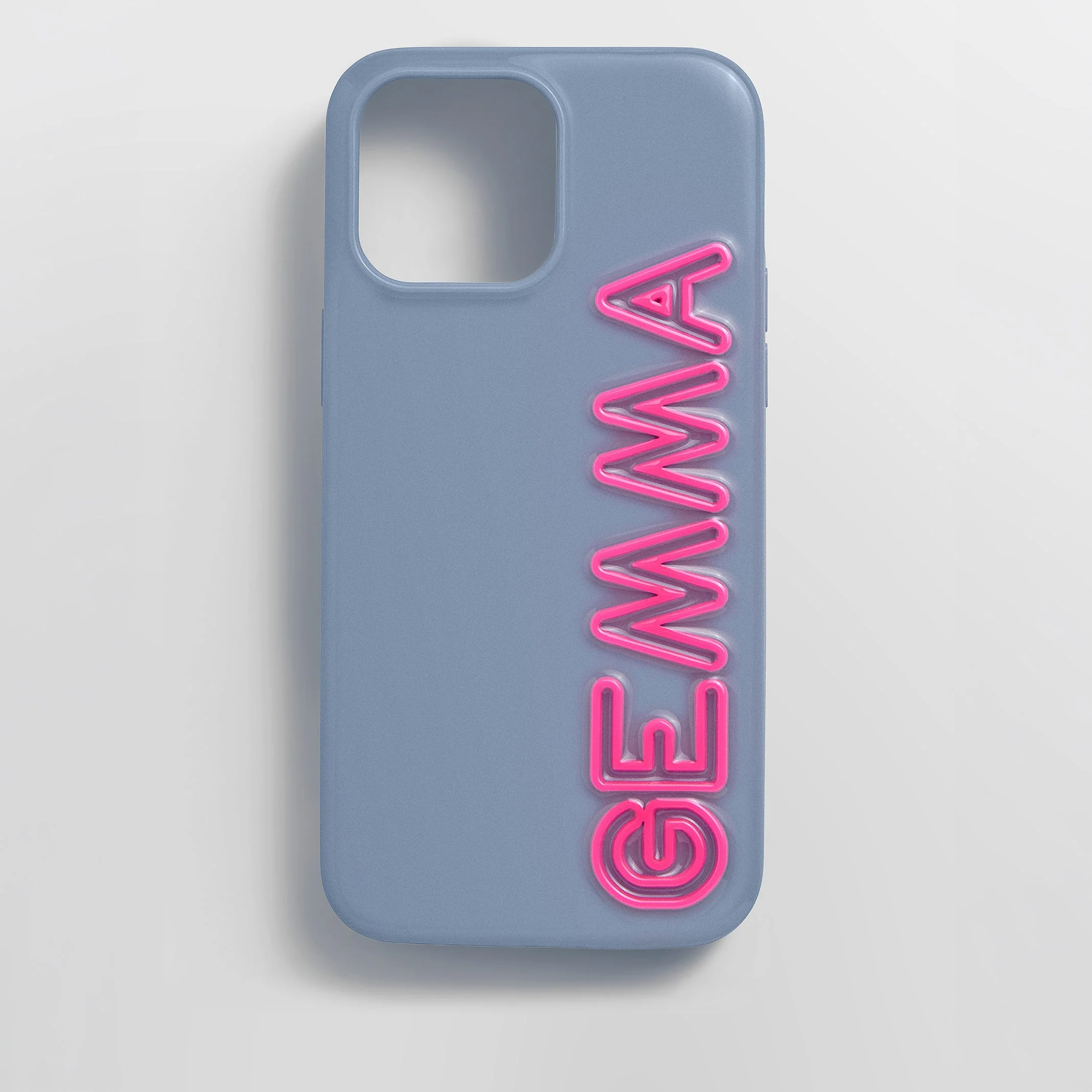 Fine Line Custom iPhone Case - Slate Blue/Hot Pink