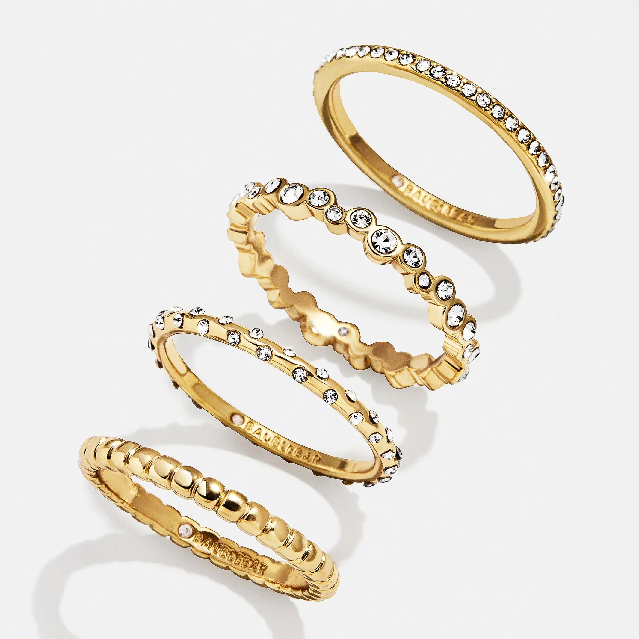 Lily Ring Set - Gold/Pavé