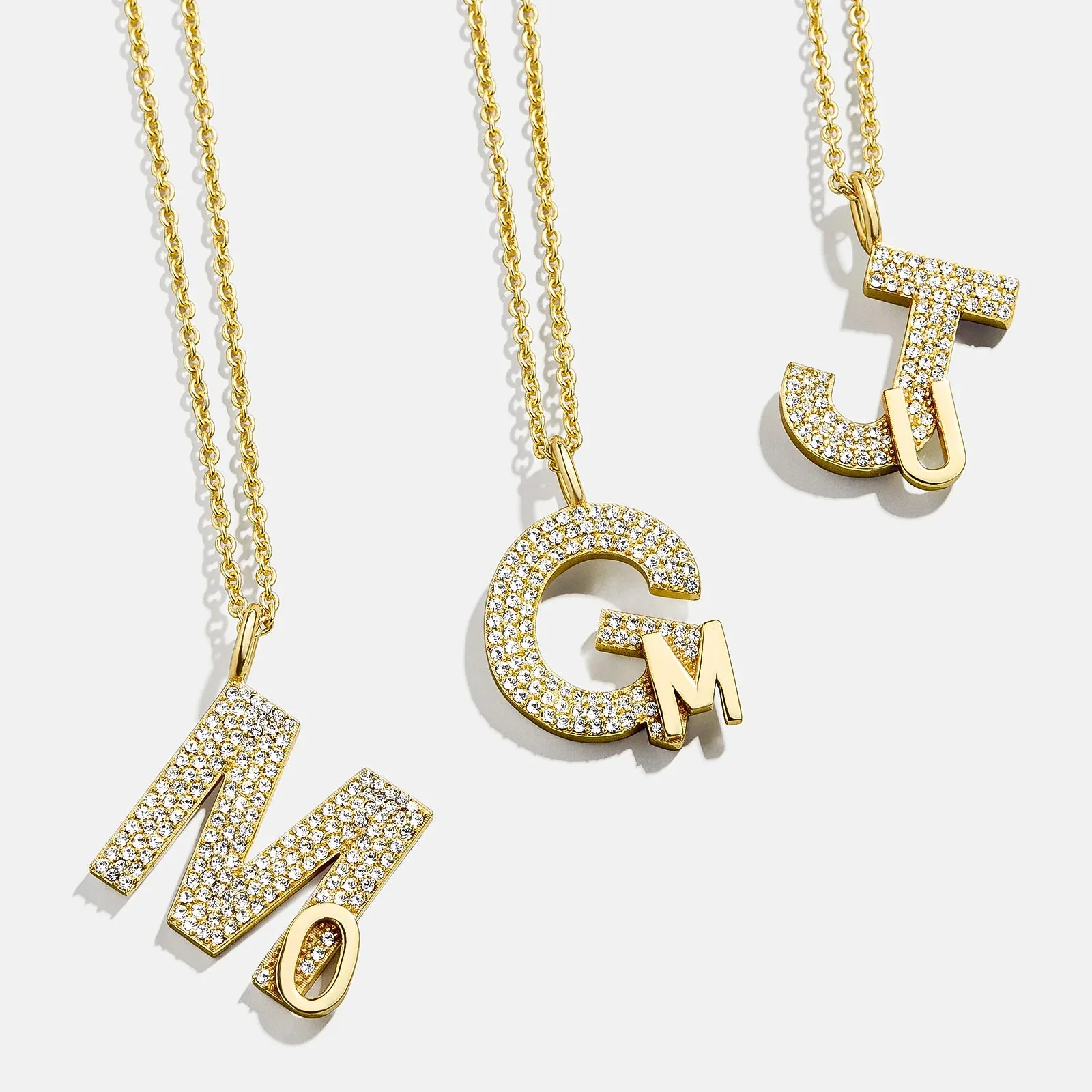 Pavé Double Initial Custom Necklace - Gold/Pavé