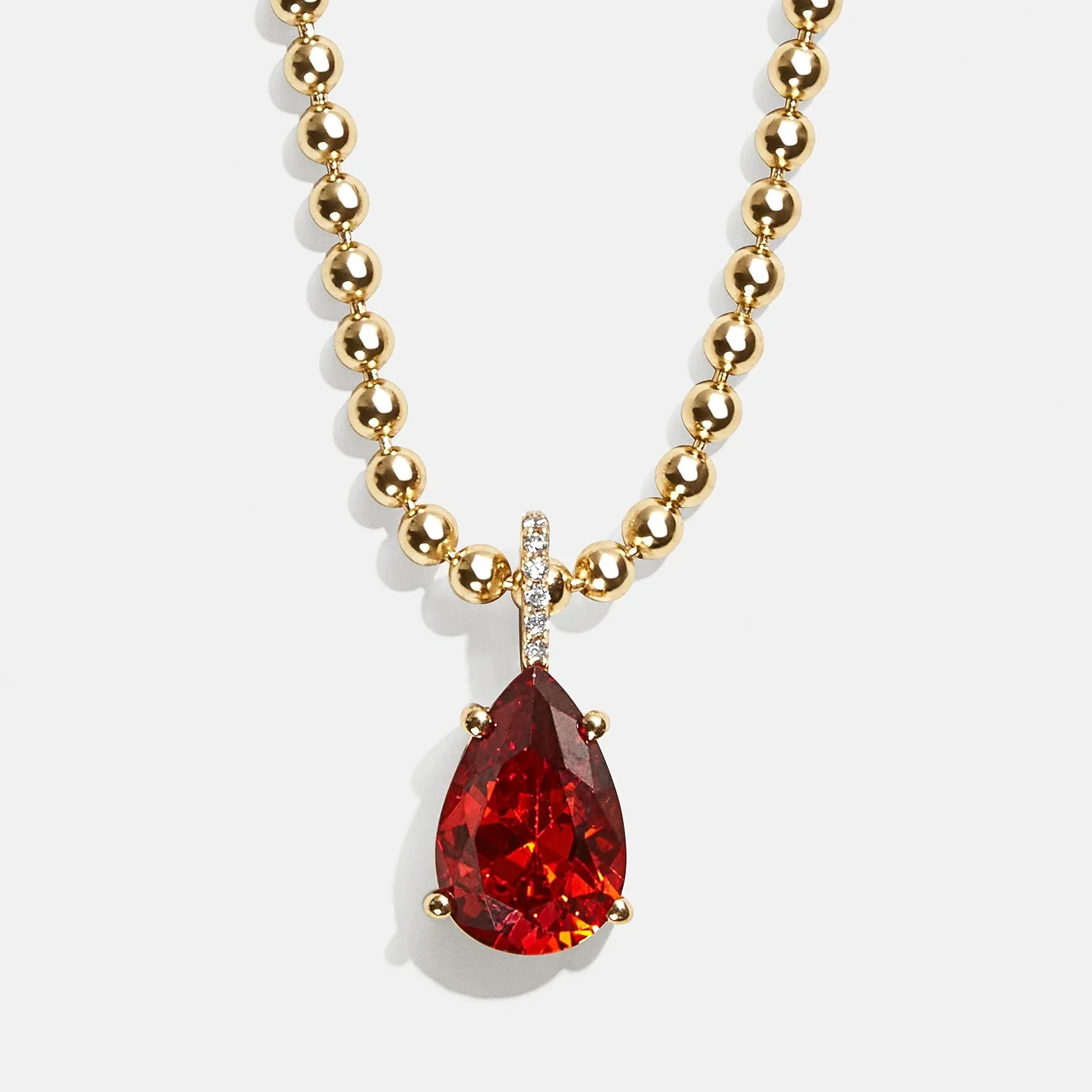 Esther 18K Gold Plated Sterling Silver Birthstone Necklace - Garnet