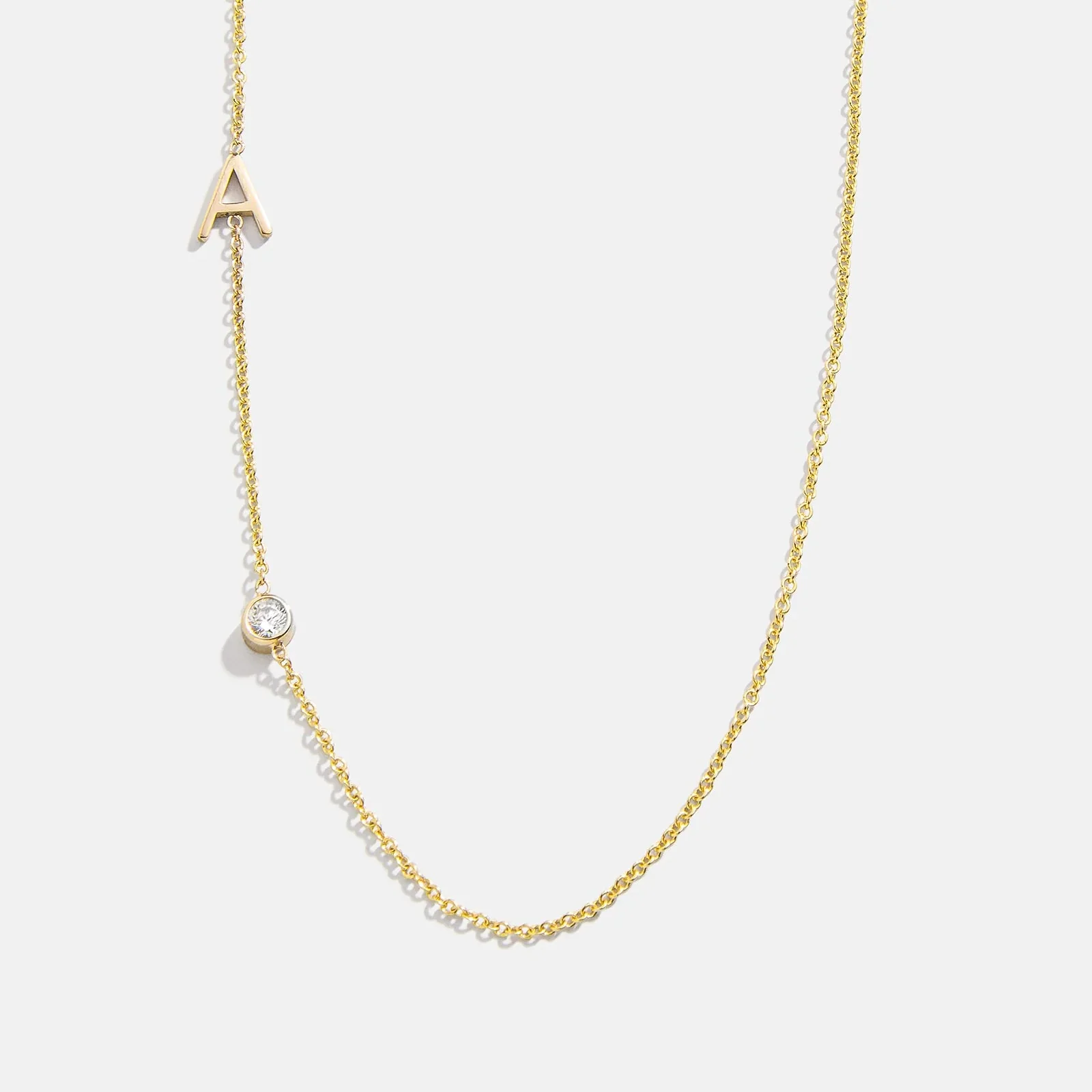 Maya Brenner Monogram Necklace with Diamond - Gold