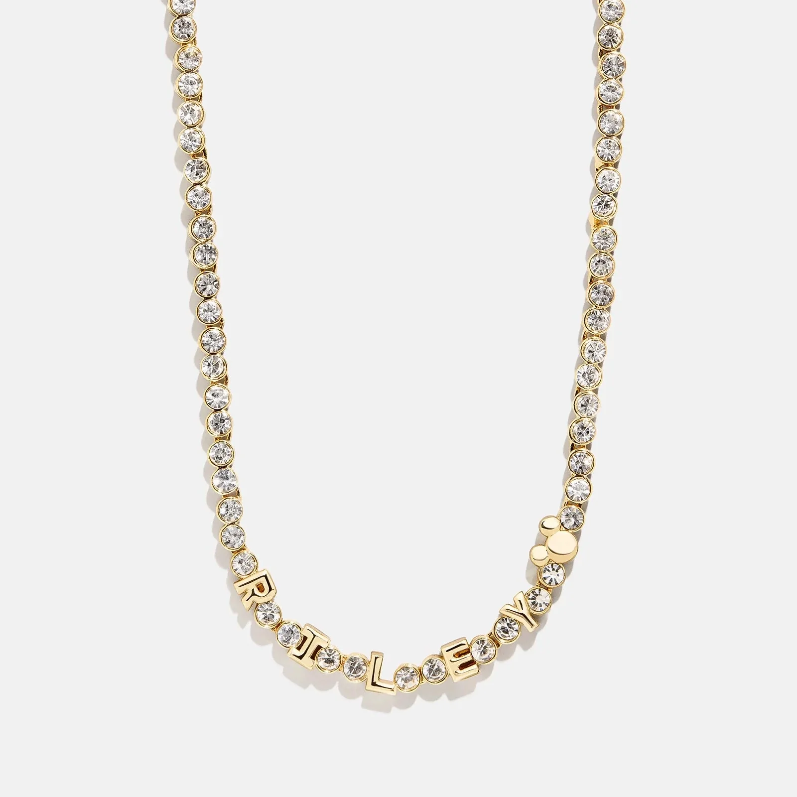 Disney Mickey Mouse Bezel Custom Tennis Necklace - Gold/Pavé
