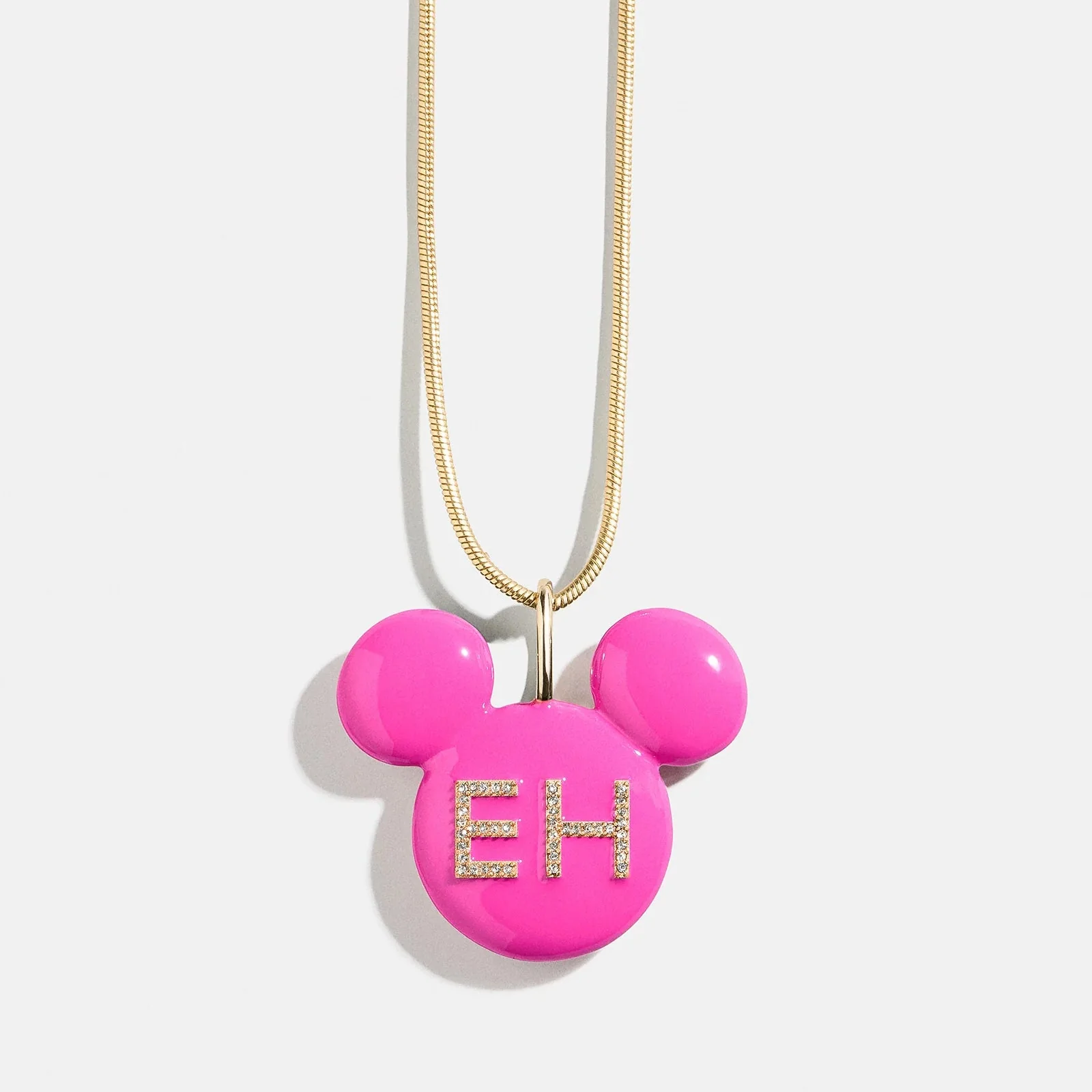 Disney Mickey Mouse Enamel Custom Initial Necklace - Pink