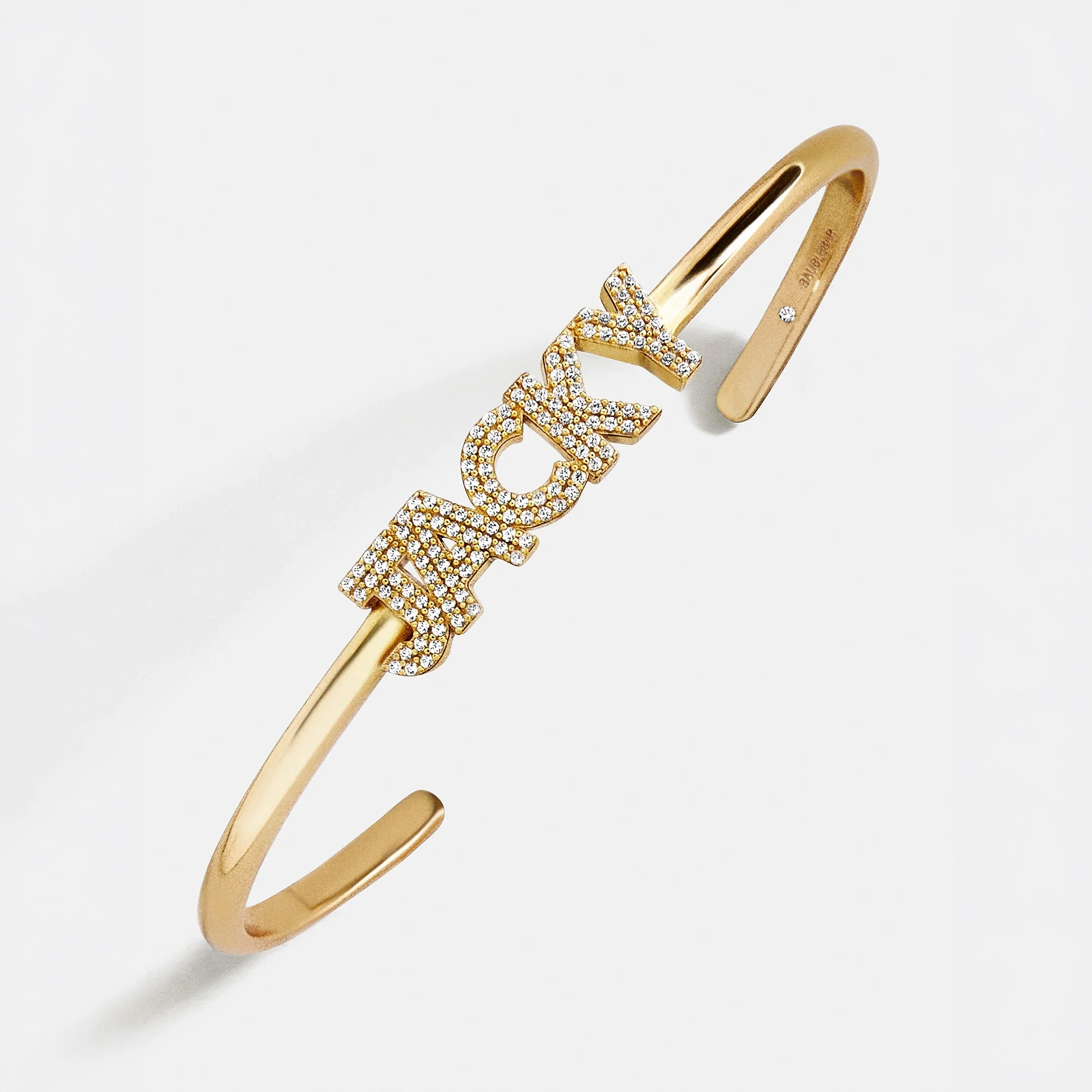 Pavé Letter Custom Cuff Bracelet - Gold/Pavé