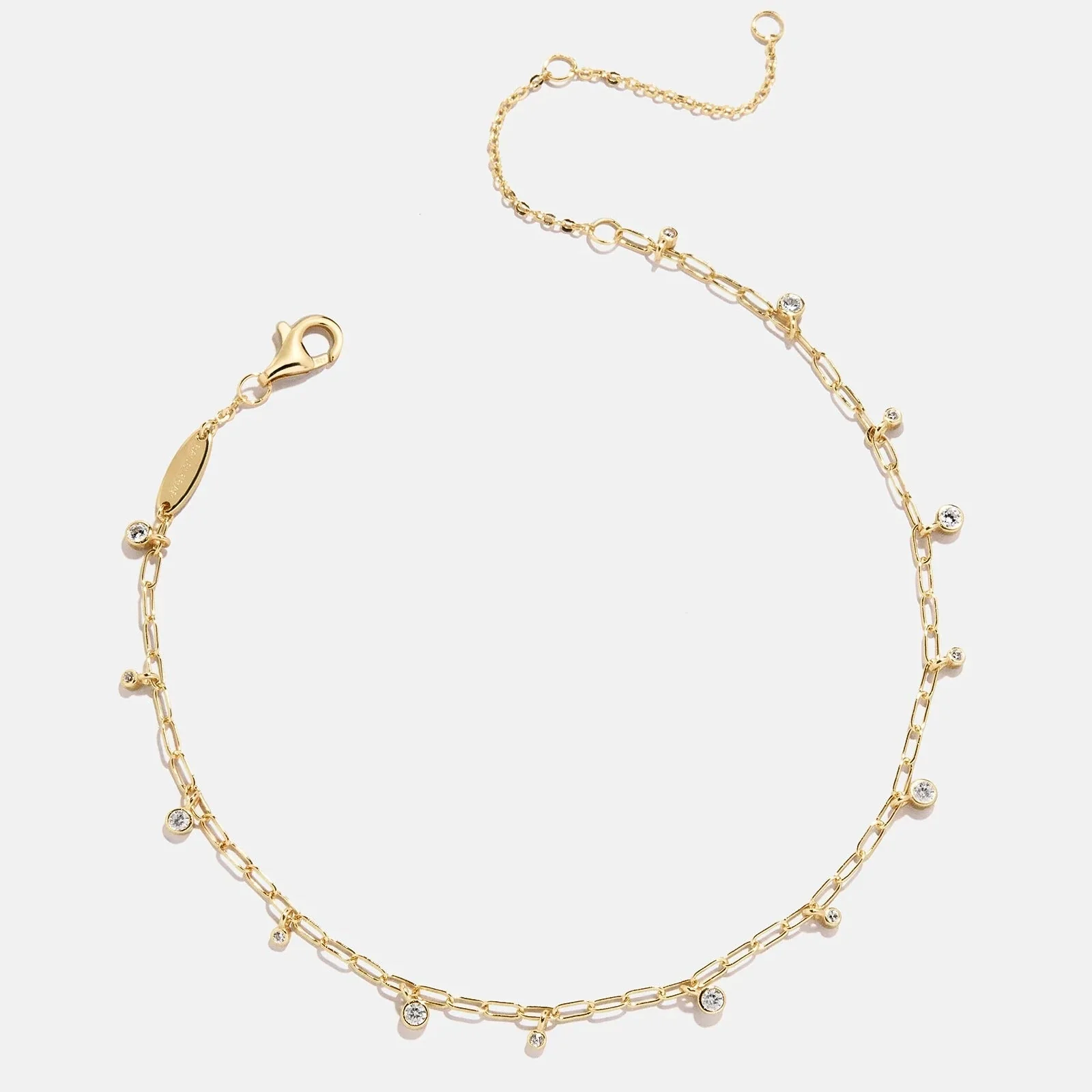 Faye 18K Gold Crystal Anklet - Gold/Pavé