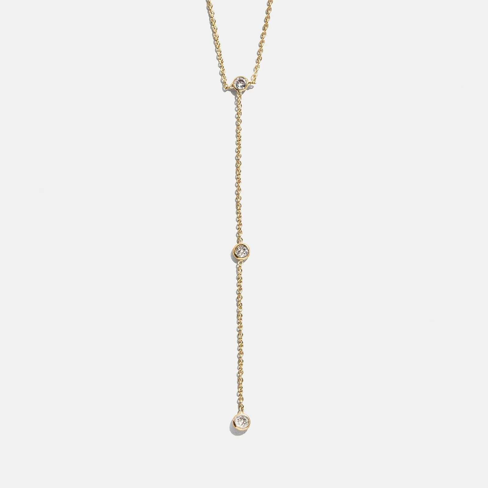 Yasmine Gold Lariat Necklace - Gold/Pavé
