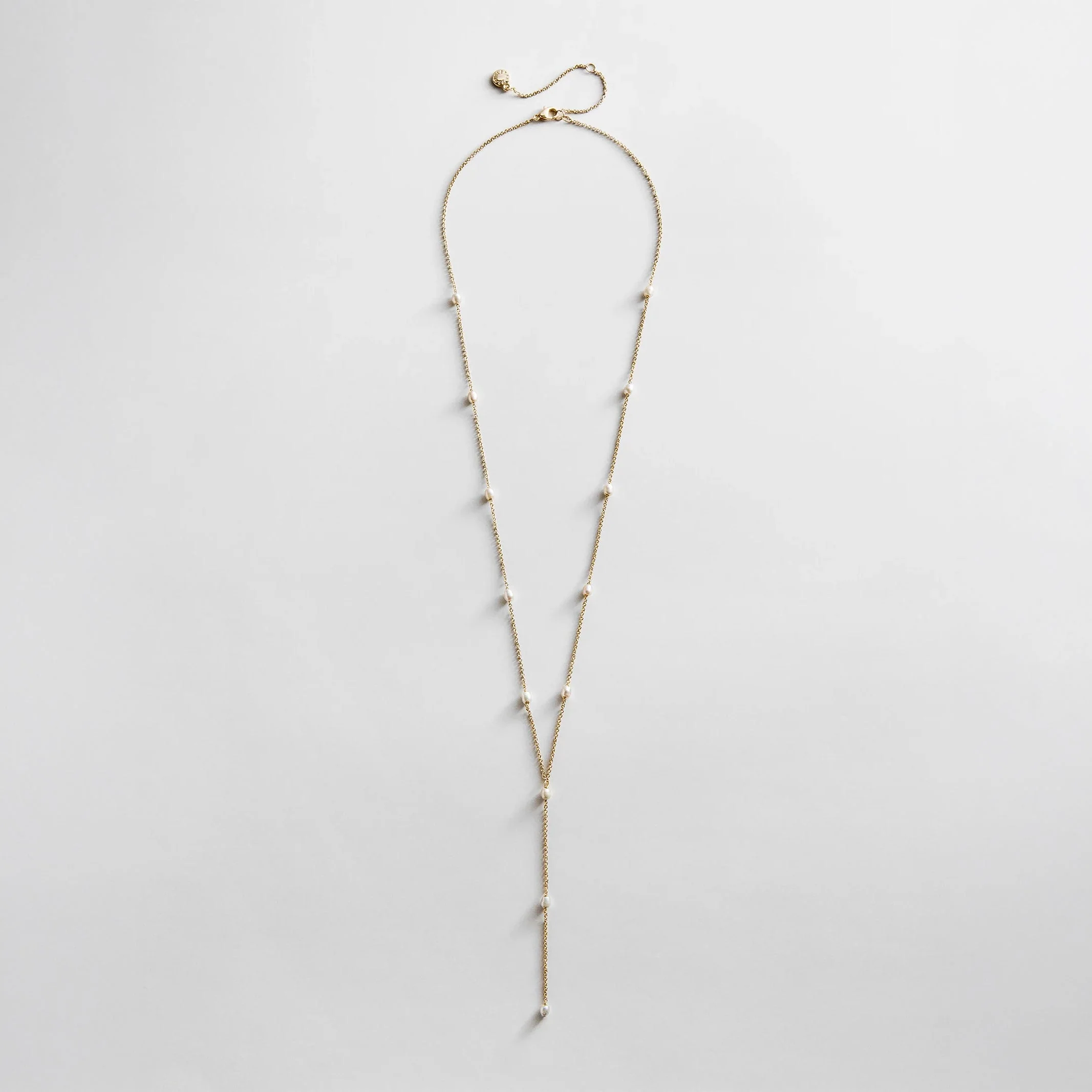 Juliet Pearl Lariat Necklace - Gold/Pearl
