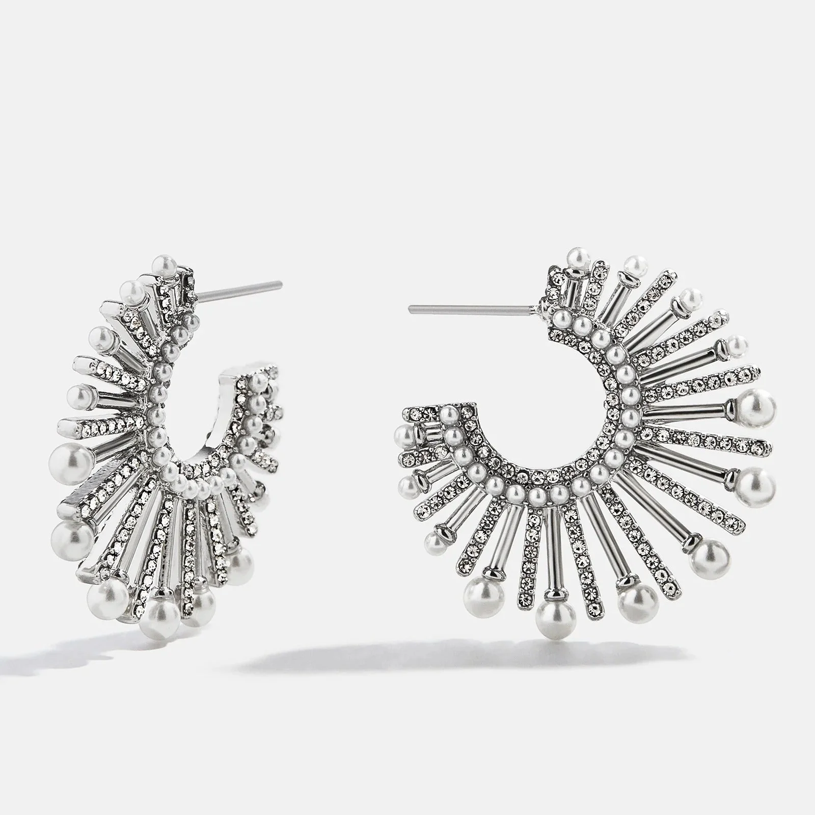 Jordan Sunburst Hoop Earrings - Silver/Pavé