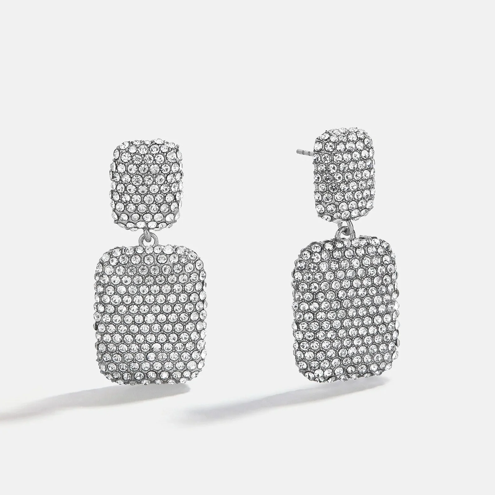 Tara Drop Earrings - Silver/Pavé