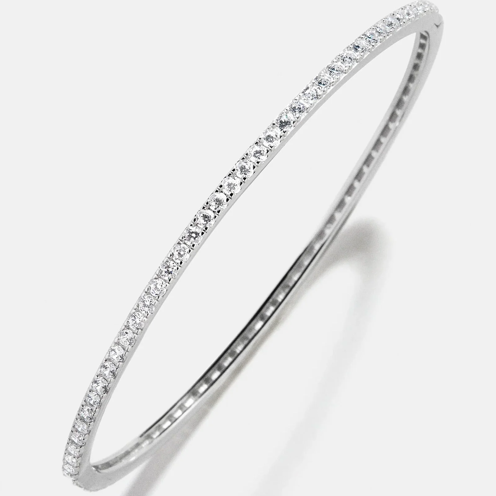 Tracy Sterling Silver Hinge Bangle - Silver/Pavé