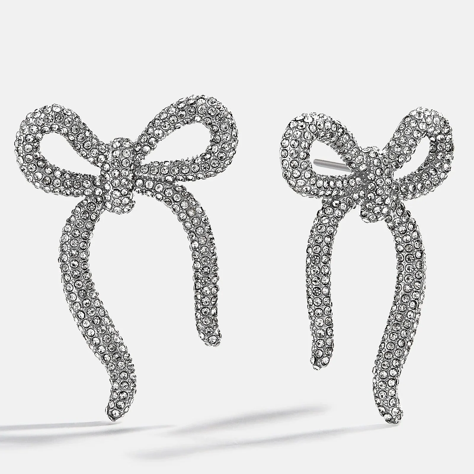 Suki Bow Earrings - Silver/Pavé