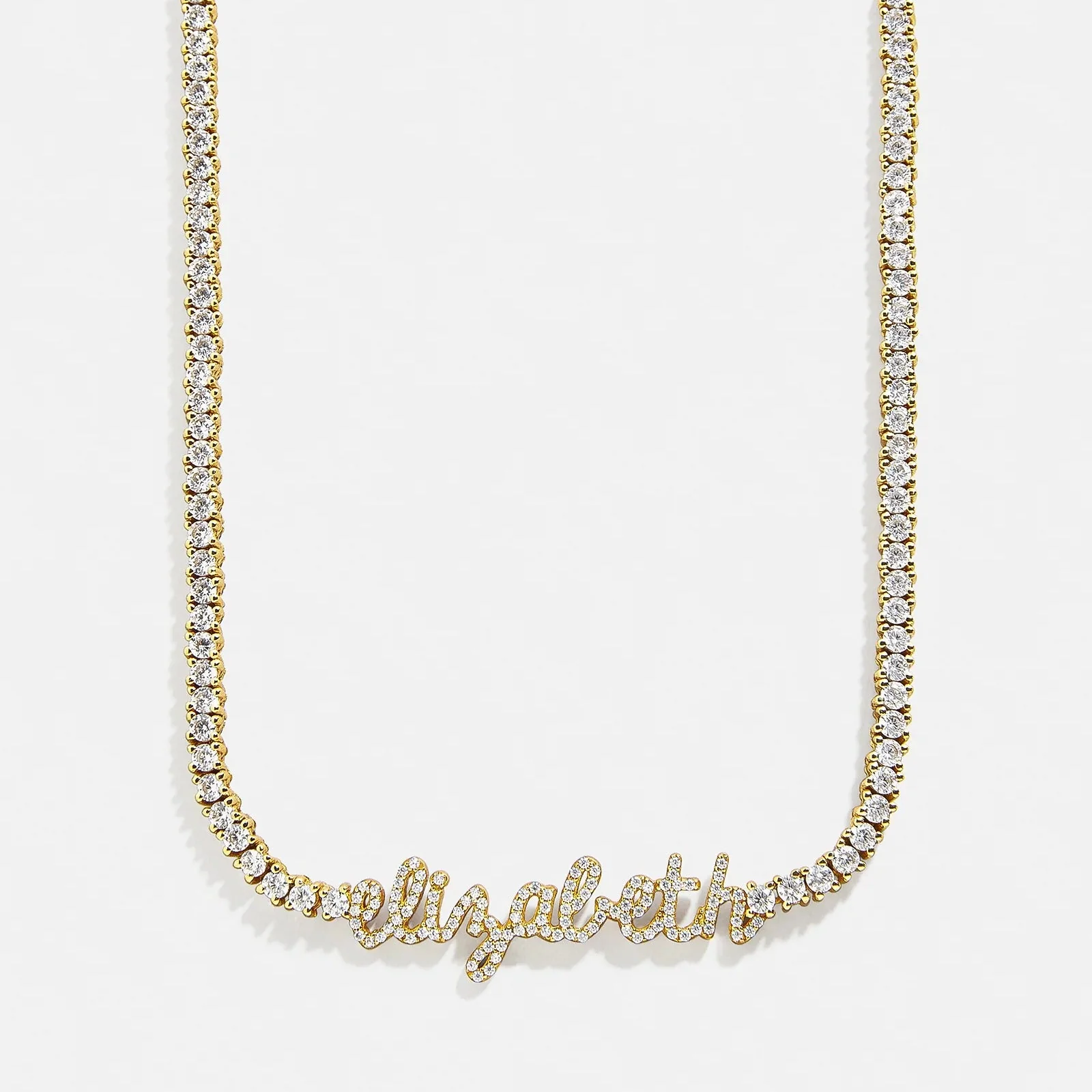 Billie 14K Gold Tennis Custom Nameplate Necklace - Mini Script