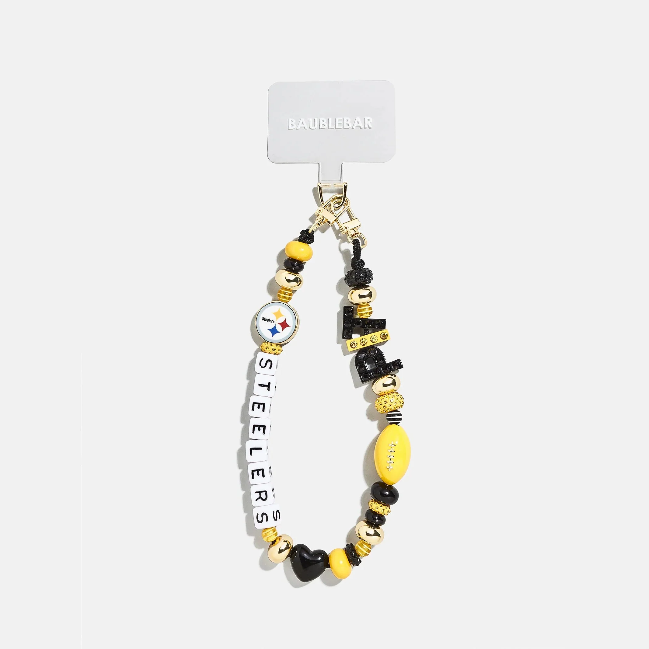 NFL Beaded Phone Charm - Pittsburgh Steelers