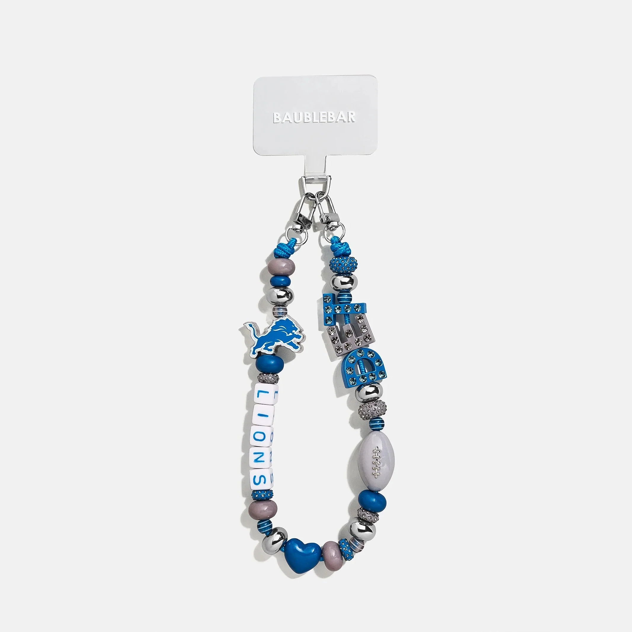 NFL Beaded Phone Charm - Detroit Lions