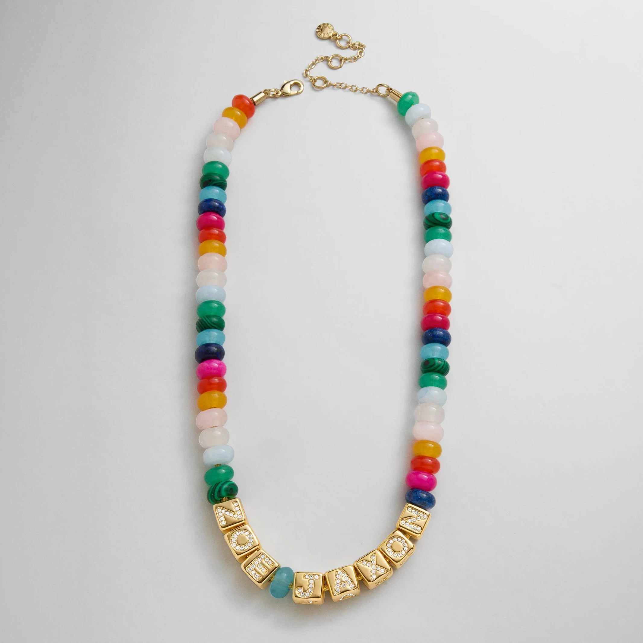 Block Letter Beaded Custom Necklace - Multi