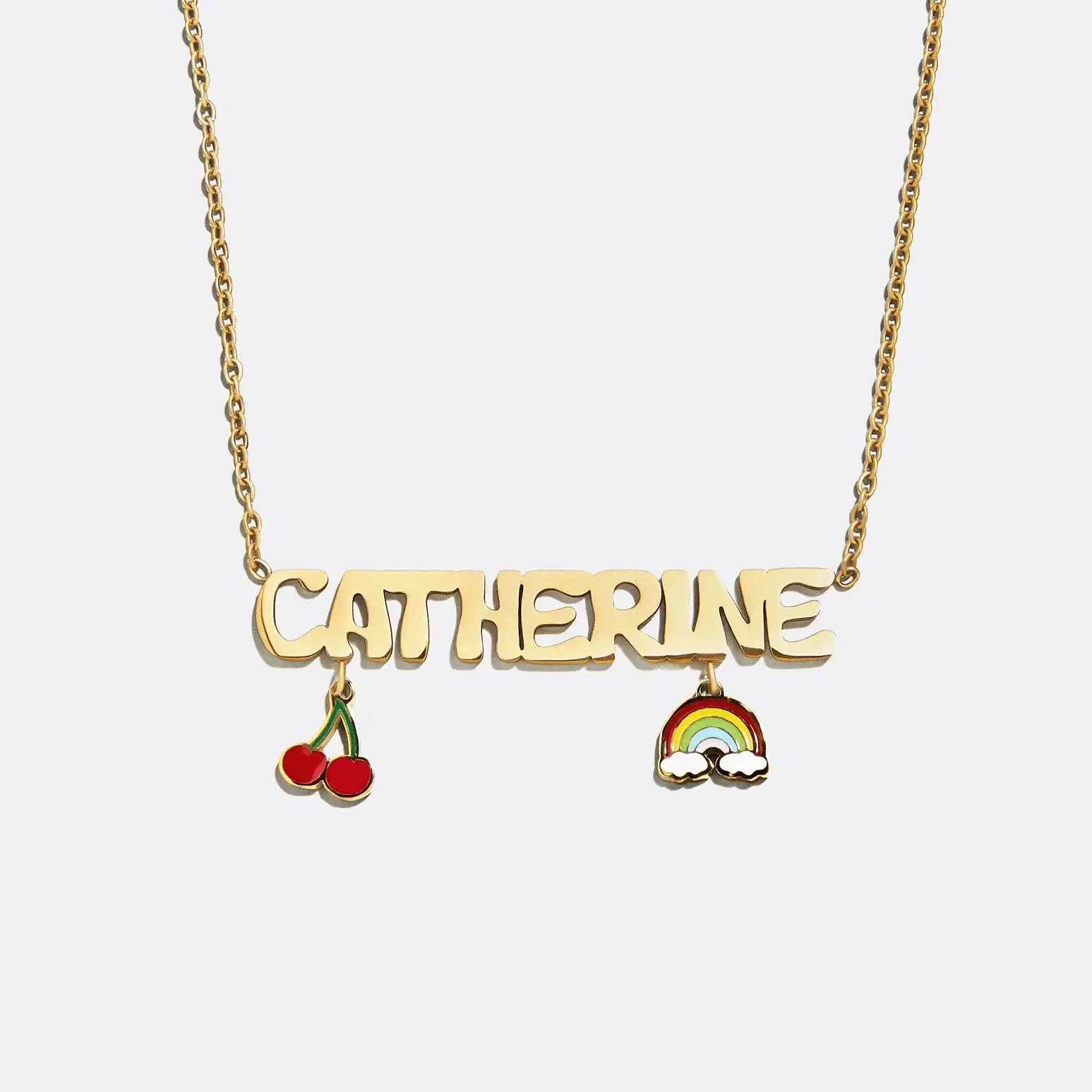 Waterproof Kids' Custom Nameplate Charm Necklace - Gold