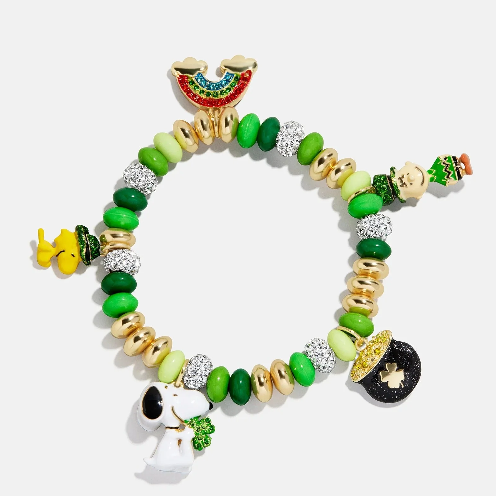 Peanuts St. Patrick's Day Charm Bracelet - Green/Gold