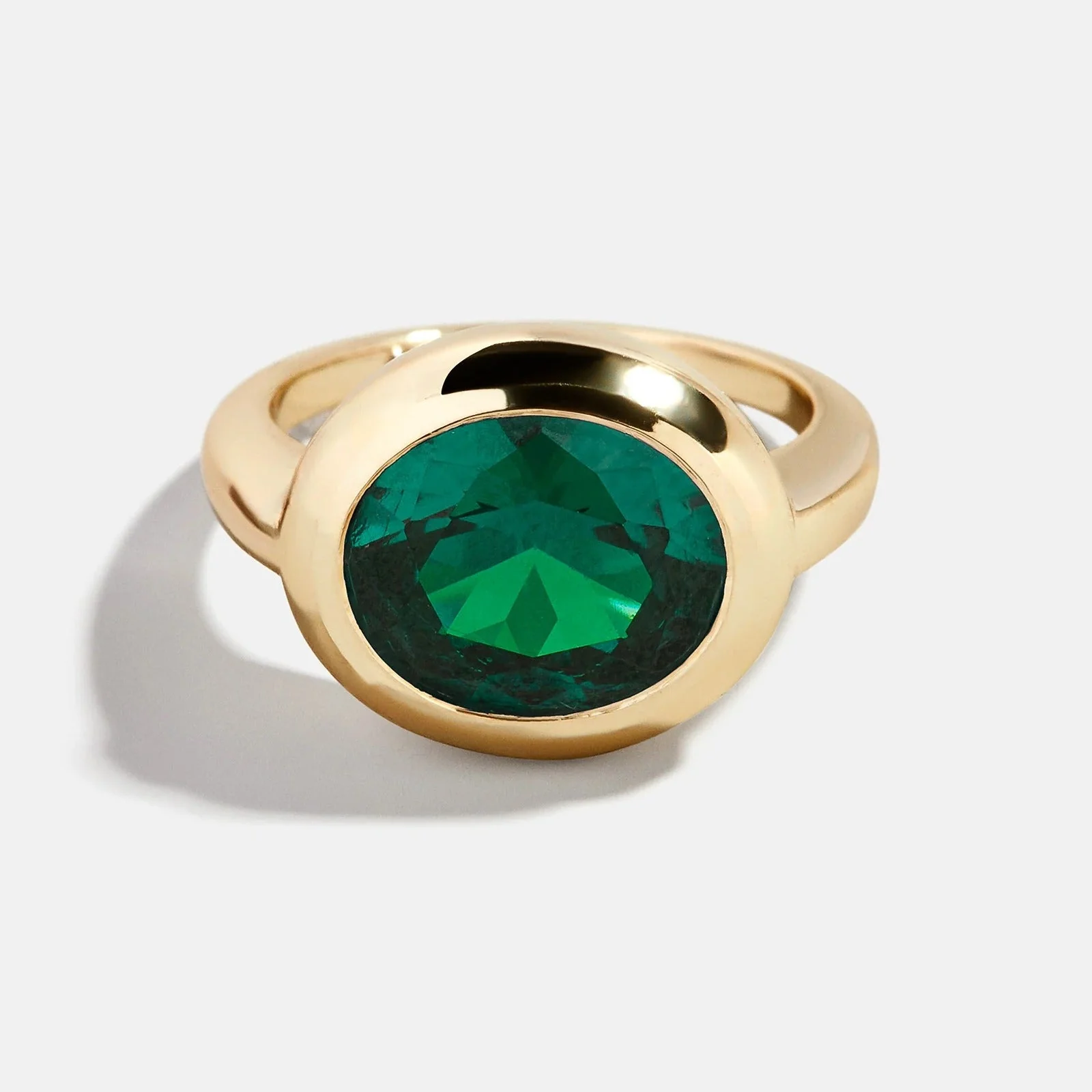 Gold Cubic Zirconia Custom Birthstone Ring - Emerald
