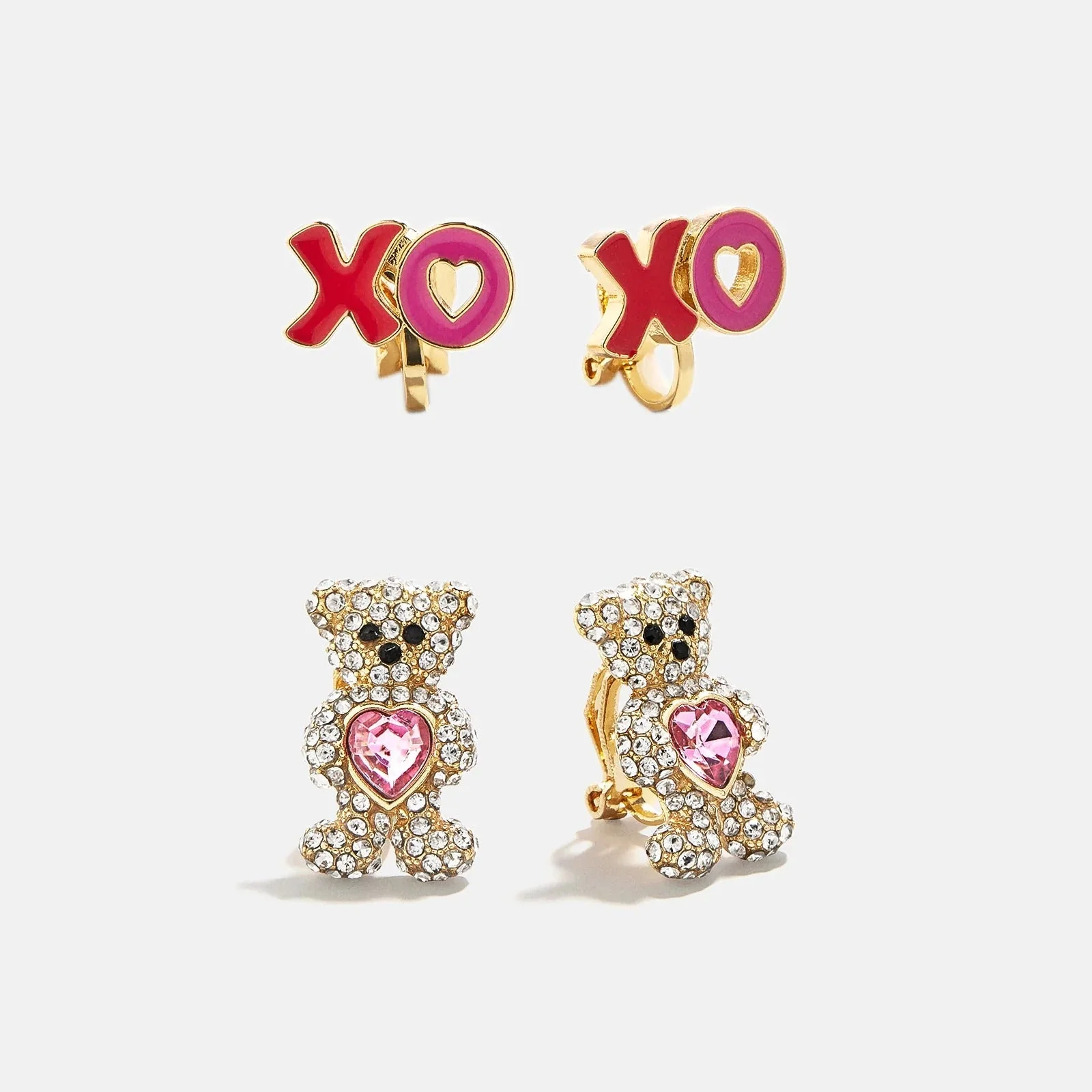 Happy Valentine's Kids Clip-On Earring Set - Teddy Bear