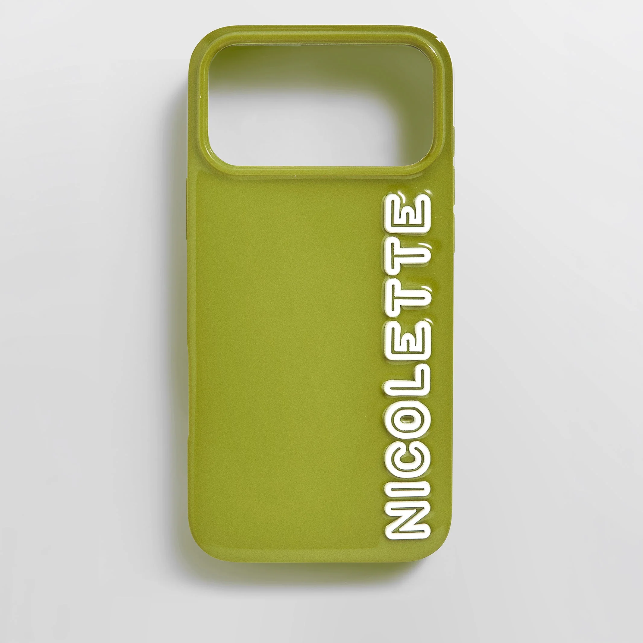 Fine Line Custom iPhone Case - Olive Green/White