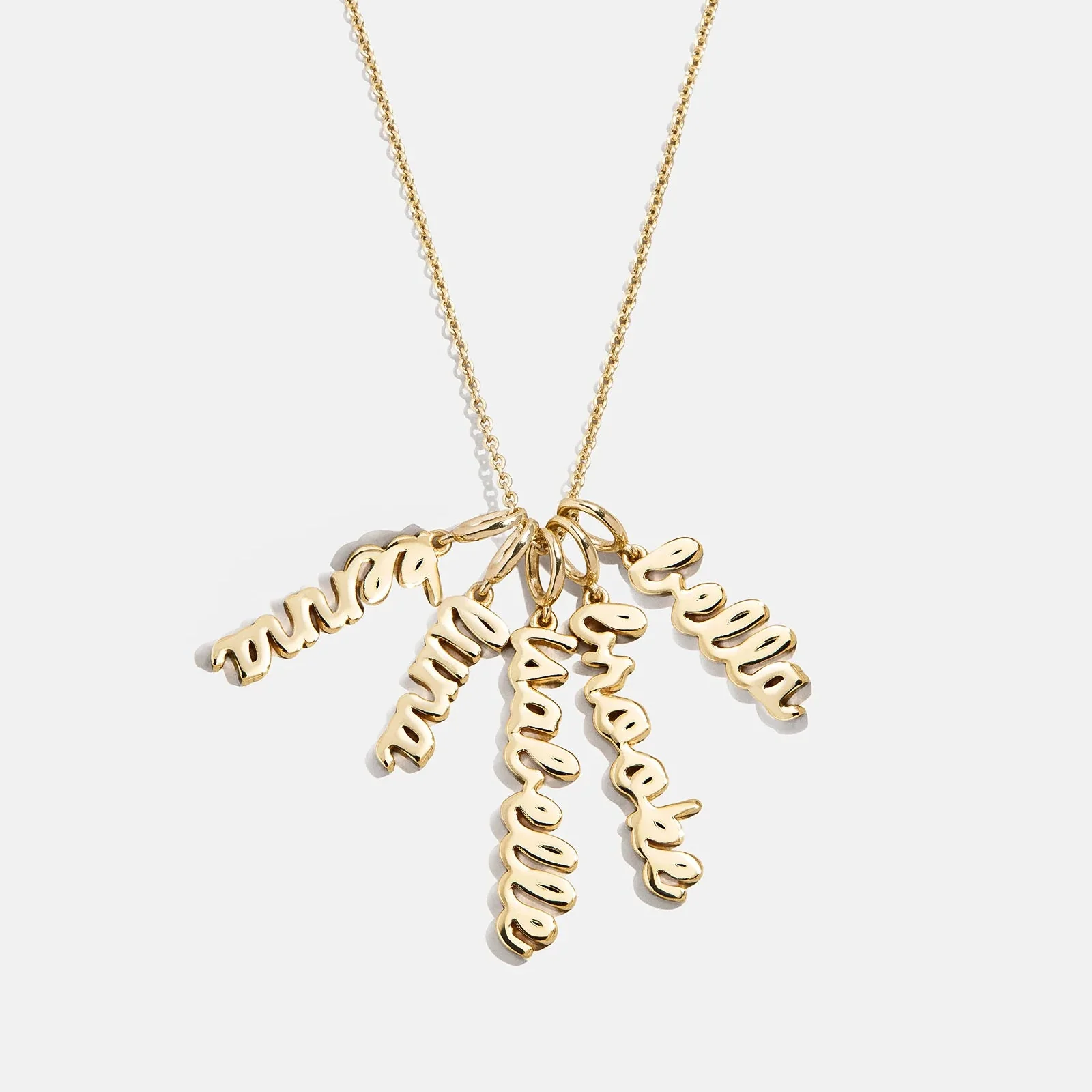 Mini Gold Script Cluster Custom Nameplate Necklace - 5 Names