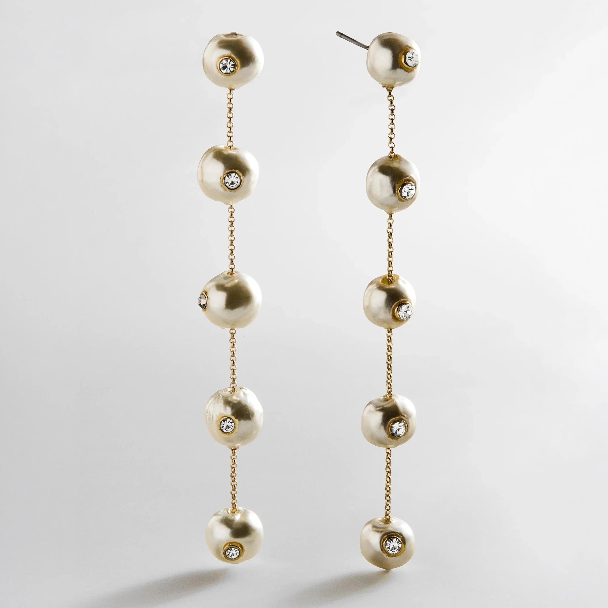 Blair Pearl & Crystal Earrings - Gold/Pearl