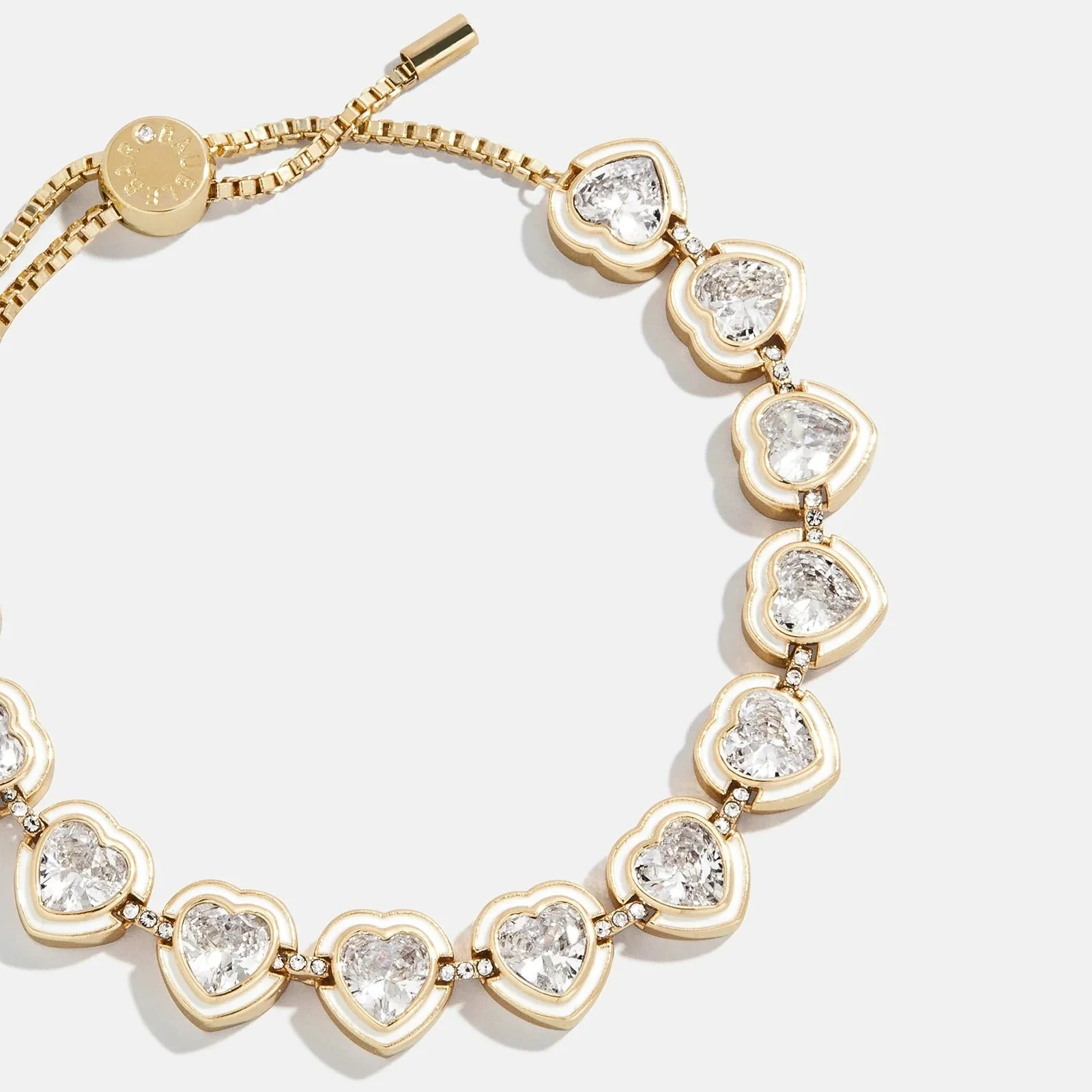 Repeating Heart Crystal Bracelet - Gold/Pavé