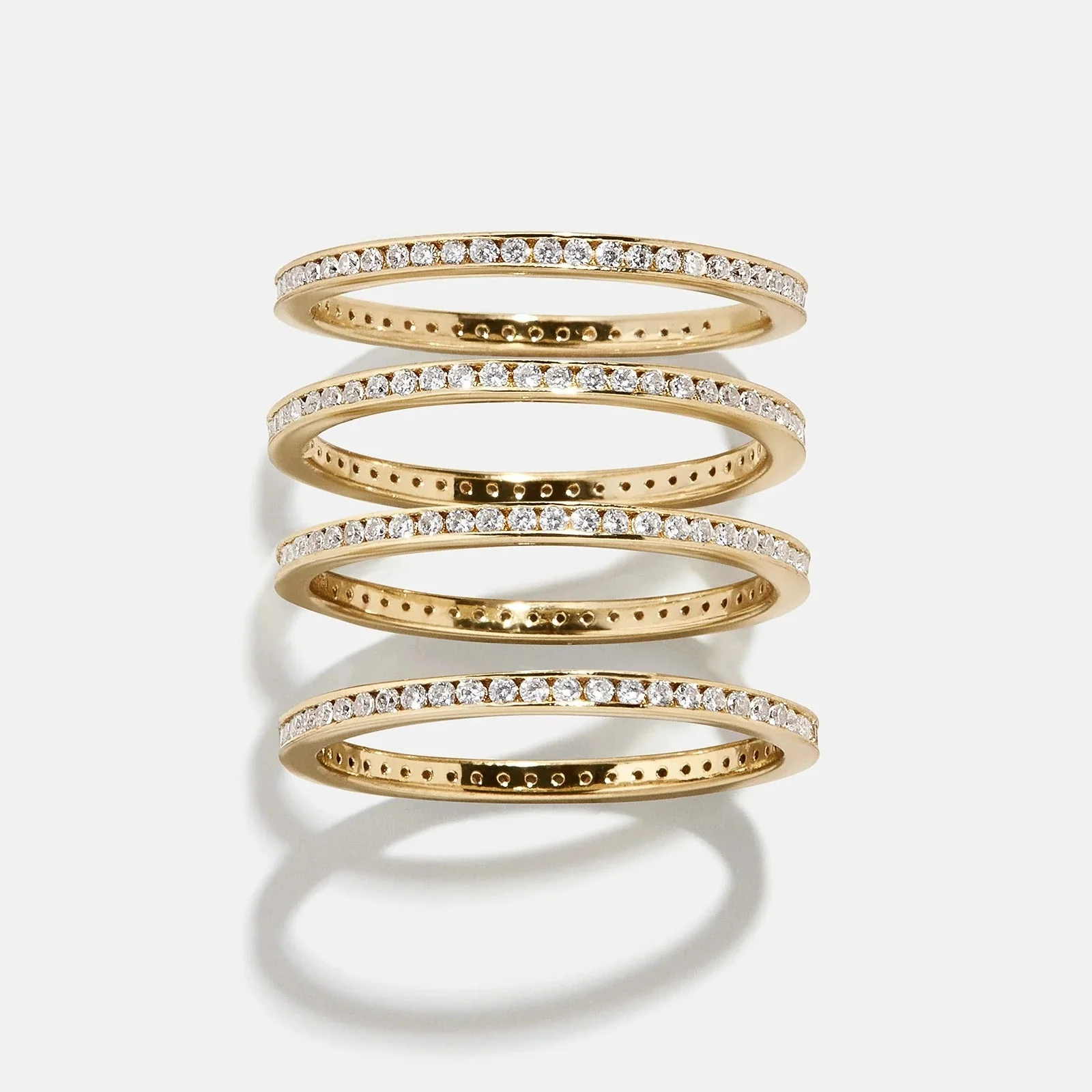 Tana 14K Gold Ring Set - Gold/Pavé